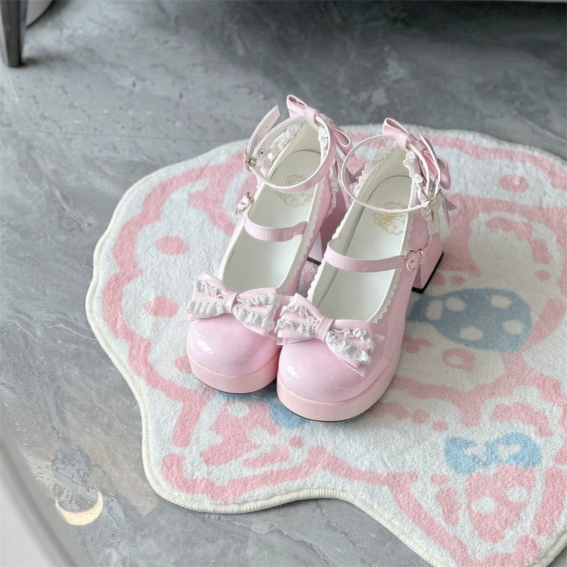 Jiangjiang Biscuit~Elegant Lolita High Heel Shoes Round Toe Low Cut (34 35 36 37 38 39 40 / Pink) 38748:598586