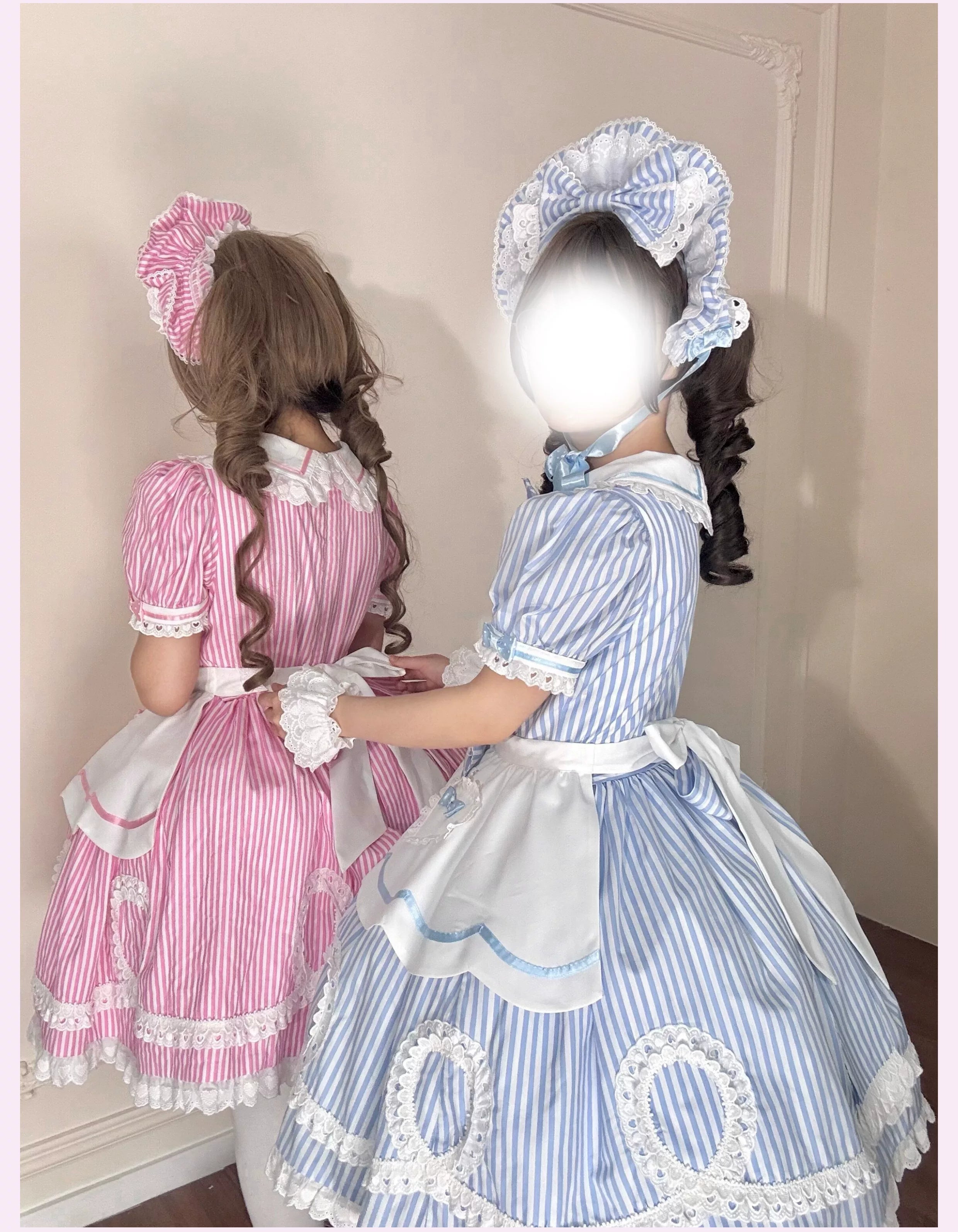 Candy Shop Manager - Old School Lolita Striped OP Dress, Detachable Apron 44788:822076