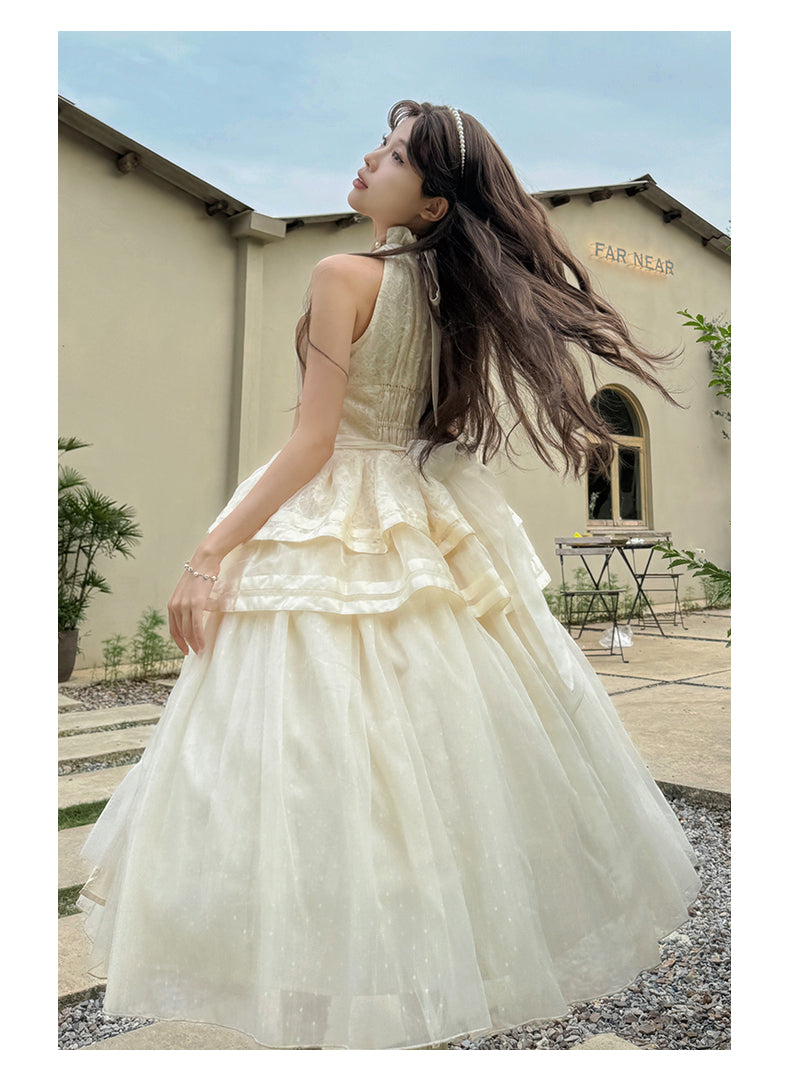 Urtto - Moonlight Dance - Elegant Lolita Halter-neck JSK Dress in Ballet Style