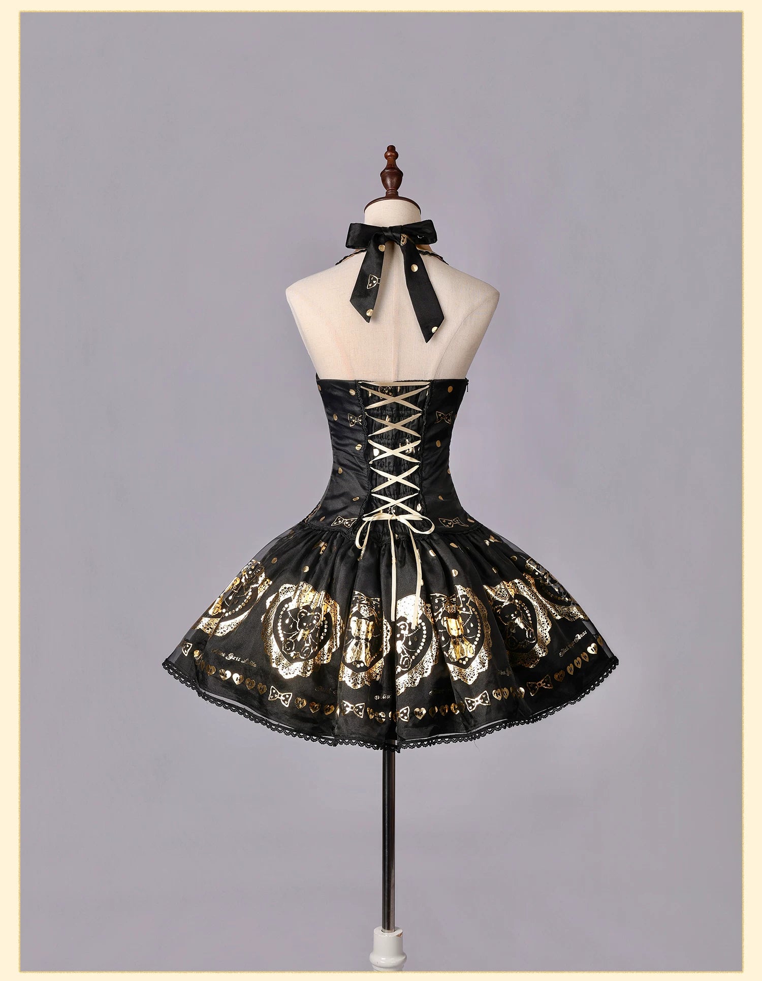 Brown Sugar Bear - Old School Lolita OP & Halter Dress, Bear Print 45249:842109