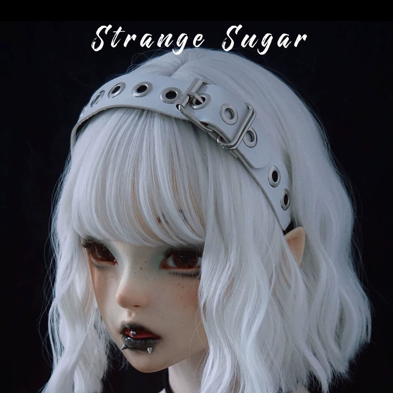 Strange Sugar - Gothic Lolita KC Faux Leather Punk Lolita Hair Accessories 1 White Large Circle KC