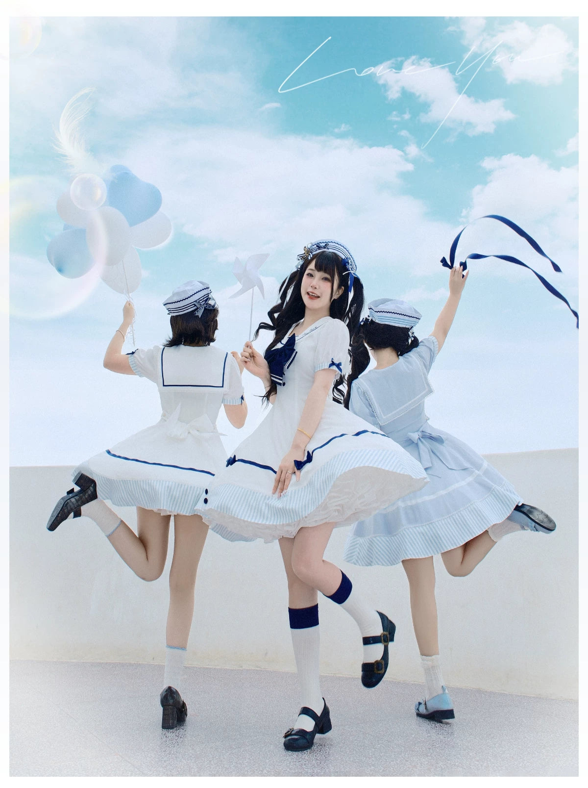 Little Sea Breeze - Summer Sailor Lolita OP Dress with Detachable Bow 45712:859176