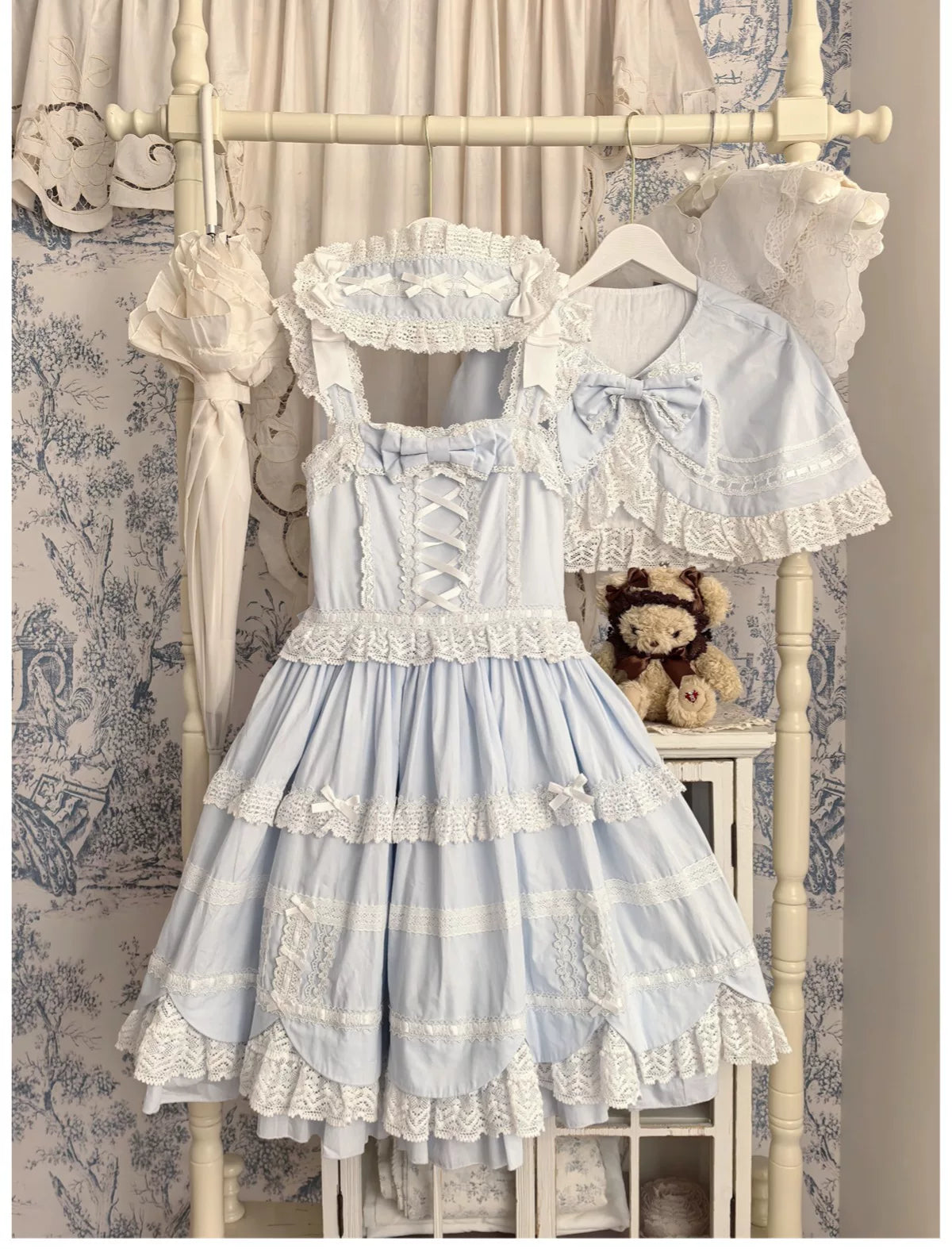 Cream Petal - Cotton Old School Lolita JSK, Layered Tiered Hem 44538:812471