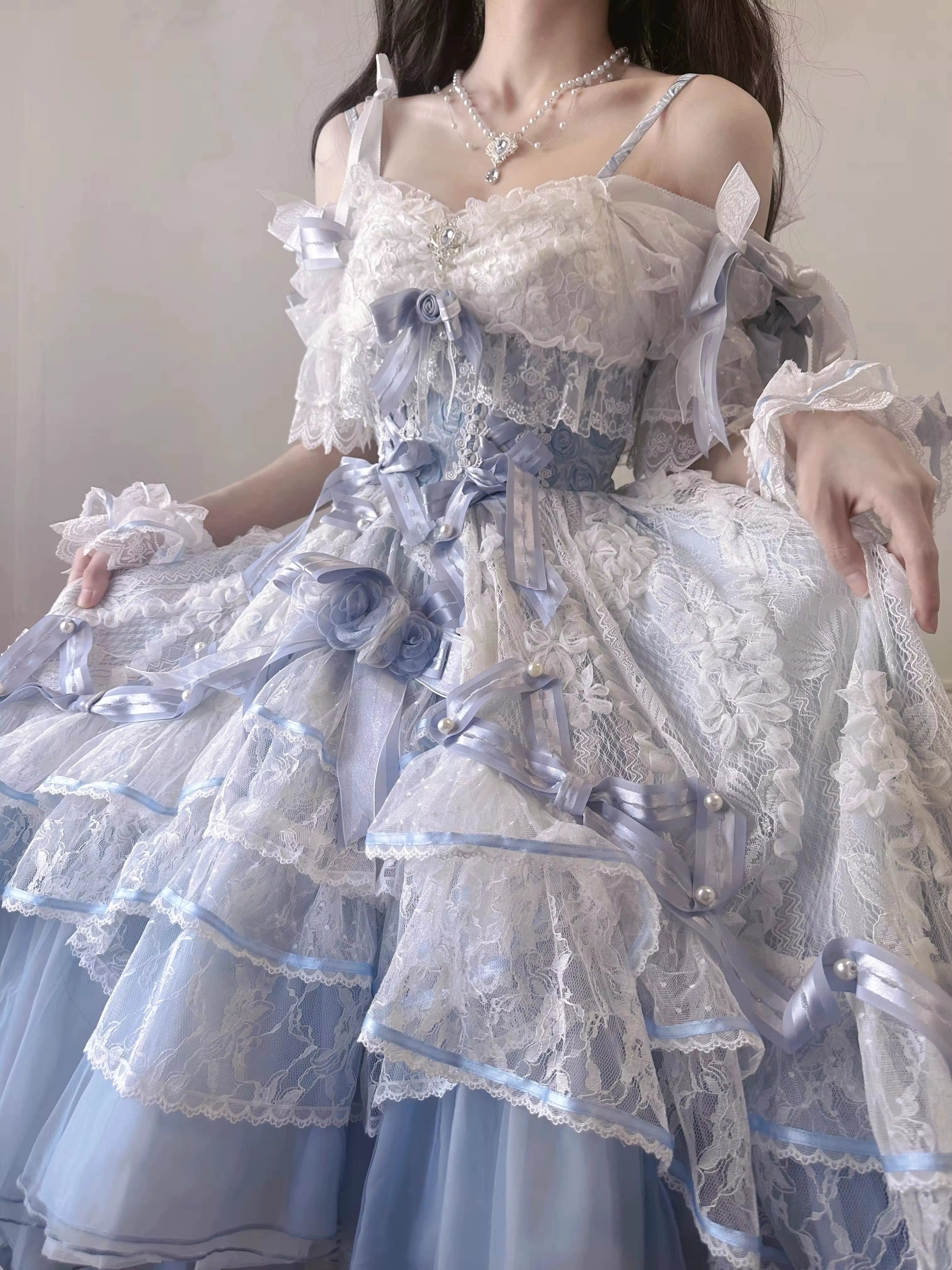 MieYe - Diana Rose - Bridal Lolita Dress Short Wedding OP with Accessories 41638:708692