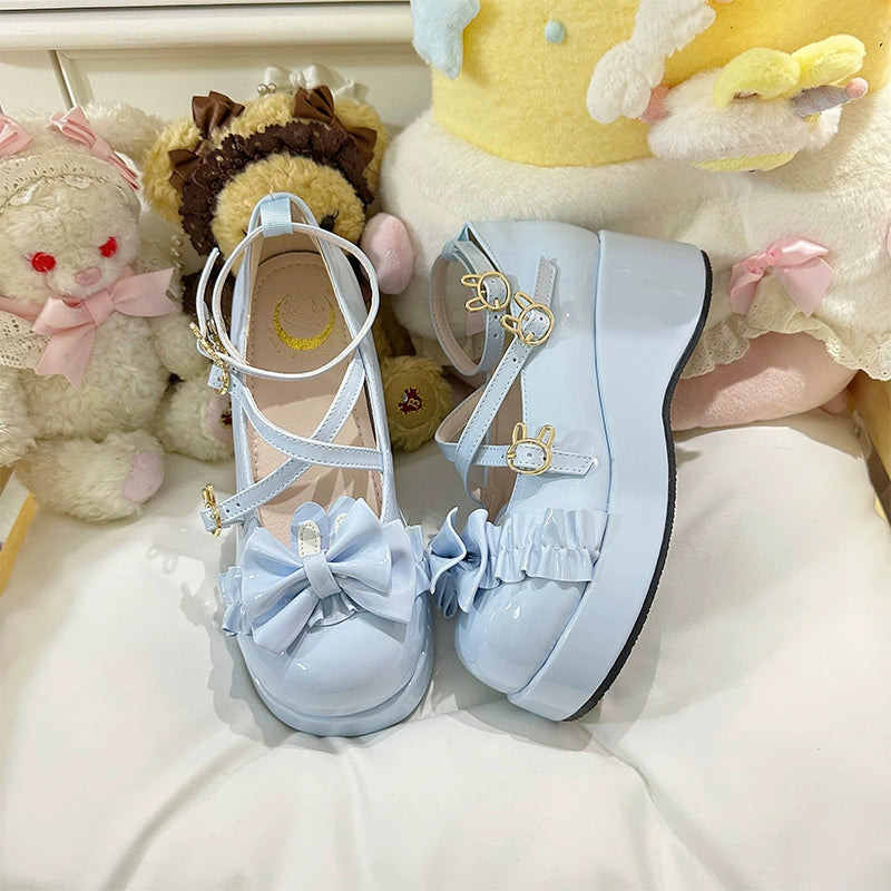Fairy Godmother - Bond Bunny - Sweet Lolita Platform Shoe, Bunny Ear Accents Blue - Patent - 83.1" (8 cm) 34