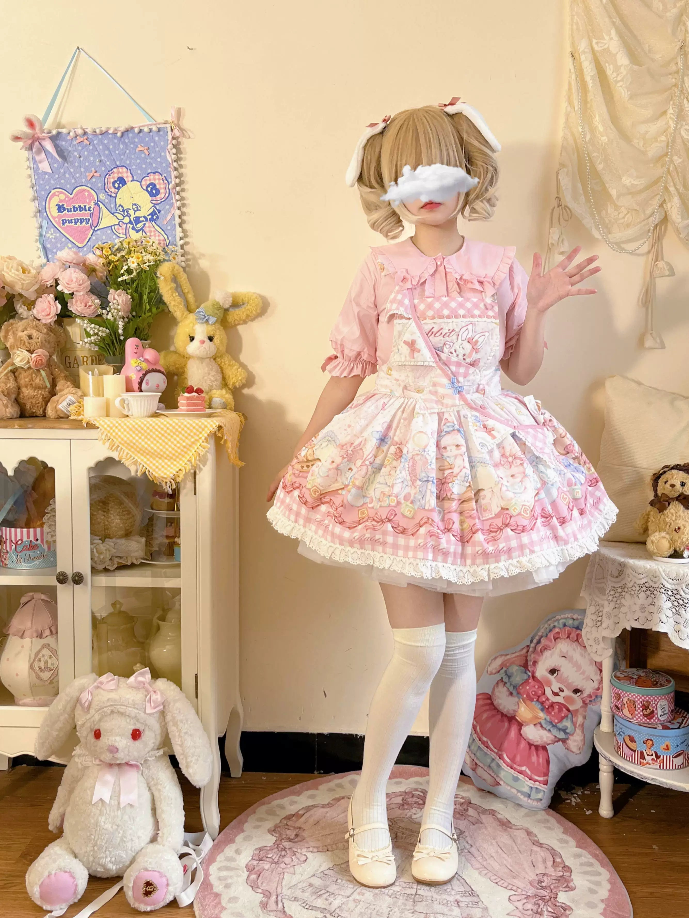 Cute Rabbit - Sweet Lolita Short Sleeve Shirt, Bunny Ears