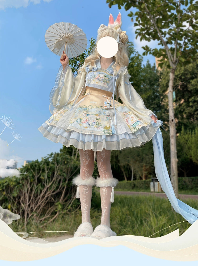 YingLuoFu - Laurel - Kawaii Han Lolita Jumper Dress Rabbit Print