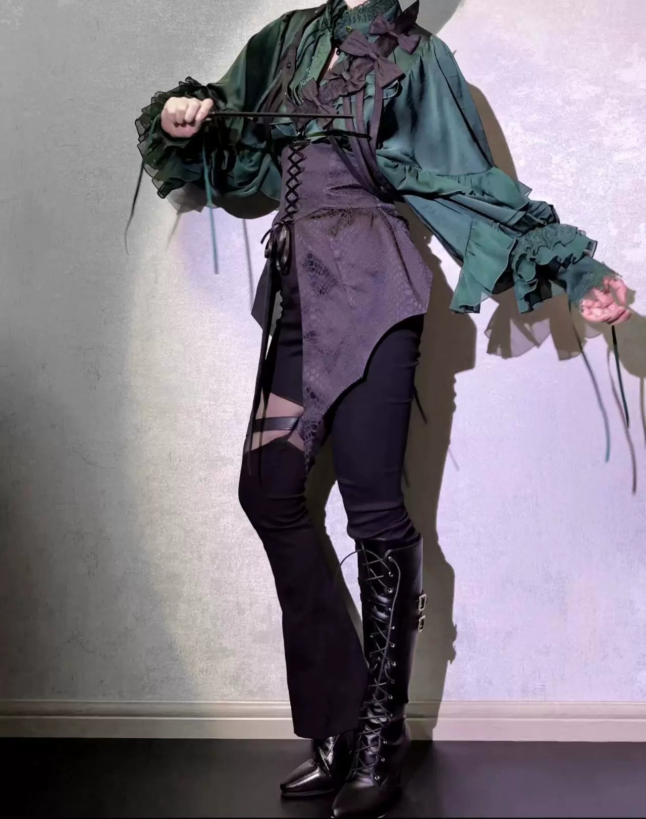 Blue Moon Bone Erosion - Gothic Lolita Waist Cincher, Bat Wing Hem 44453:809544