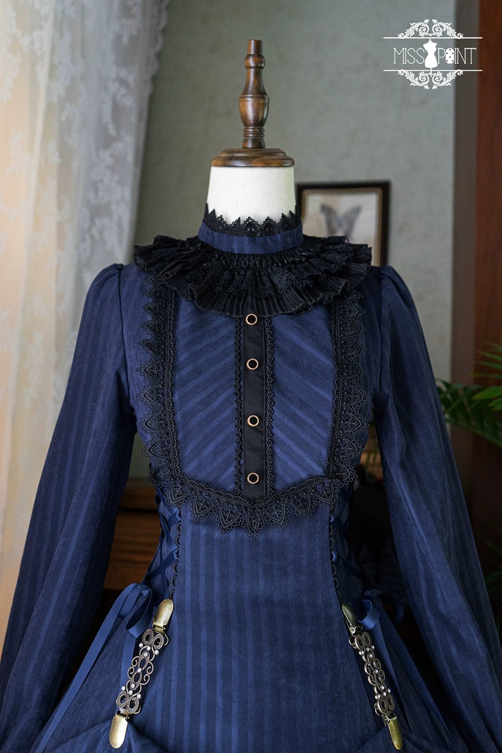Miss Point - Perintz Manor - Gothic Lolita OP Long Sleeve Retro Lolita Dress 39904:642880