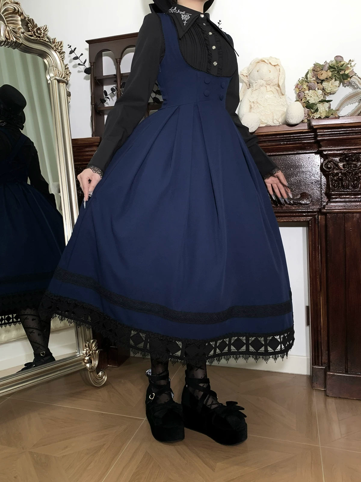 Serenade - Bust-Supporting Elegant Lolita JSK Dress, Three Length Styles 44419:807402