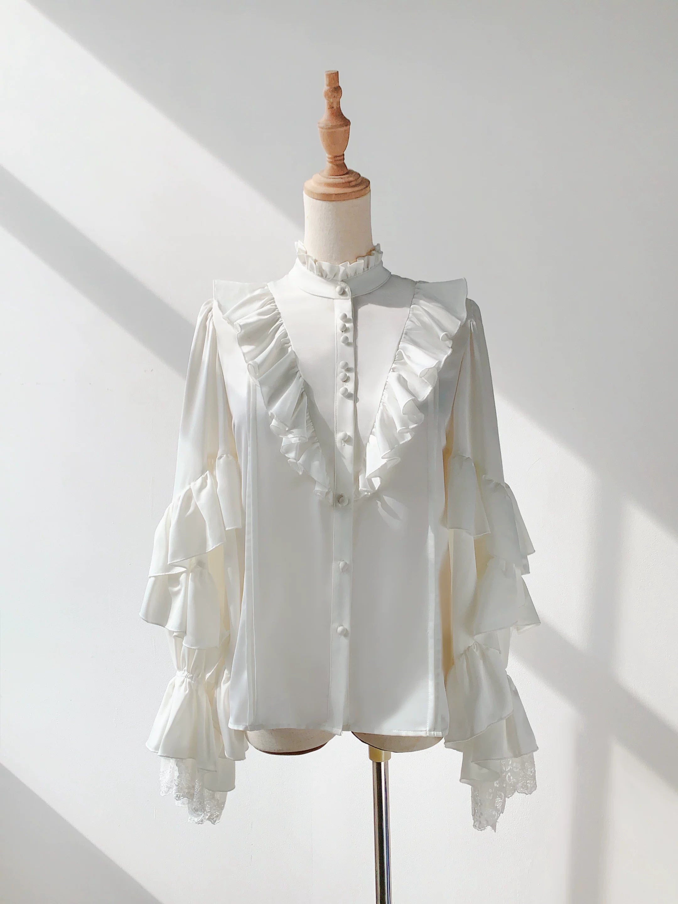 Night & Day Sonata - Ouji Lolita Princess Sleeve Shirt & Pants Suit White Shirt Only (without jabot) S