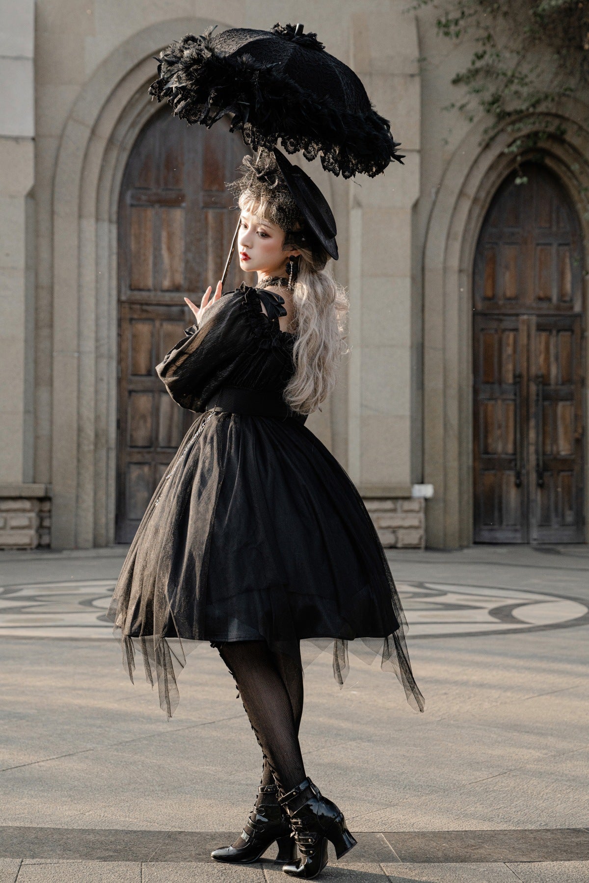 Cornfield Lolita~The Girl Assassin~Halloween Gothic Lolita Irregularly Hemline Dress 11476:180112
