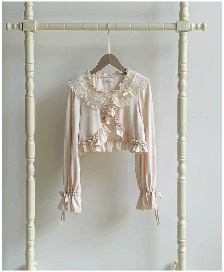 Half Summer - Sweet Lolita Sun Protection Bolero, Lace & Bow Ivory Bolero (pre order) S