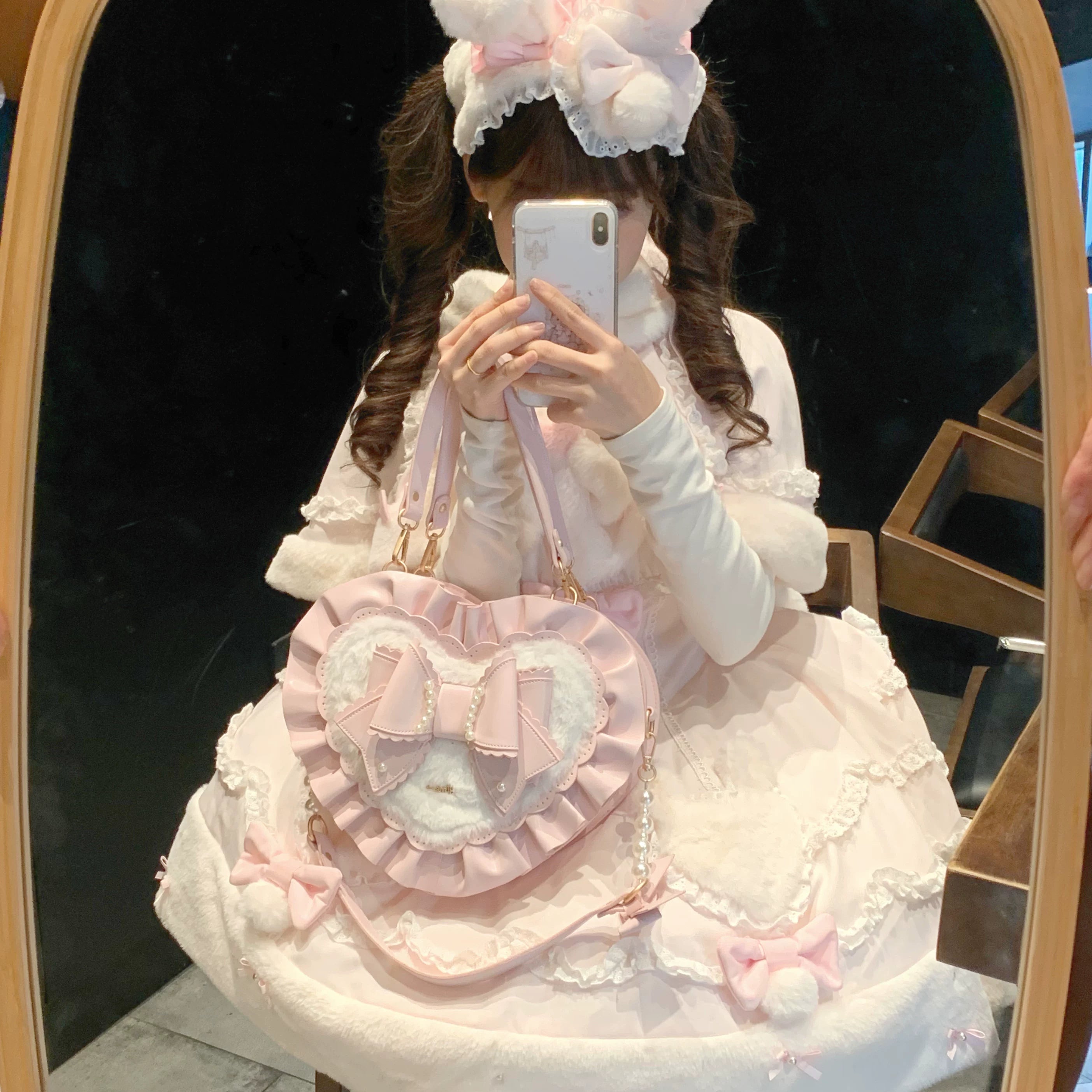 Small Gift Box - Sweet Lolita Heart Handbag, Bow Accent 44535:811701