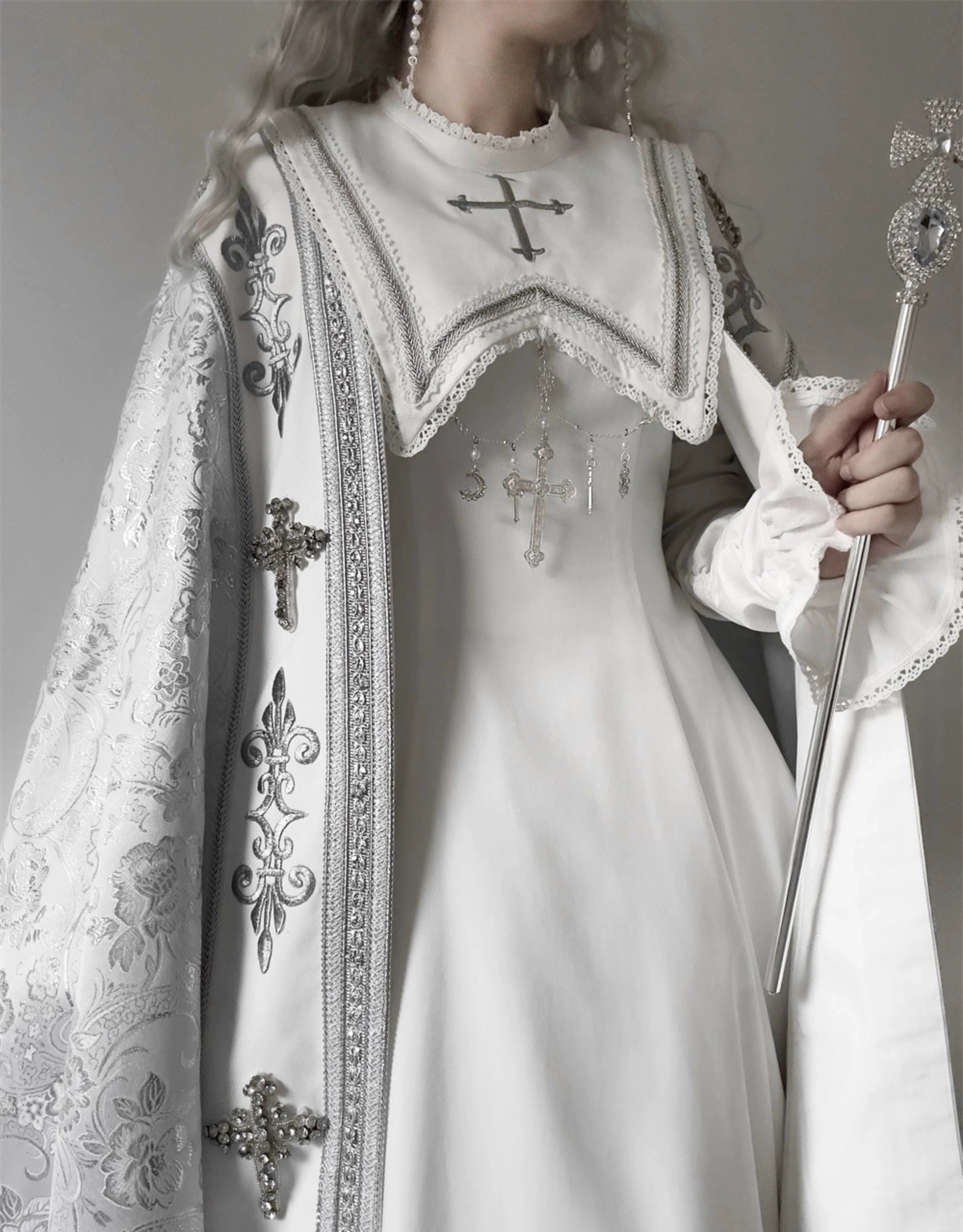 LeMiroir - Moonlit Prayer - Mutton Sleeve Nun Lolita OP Dress, Gathered Sleeve