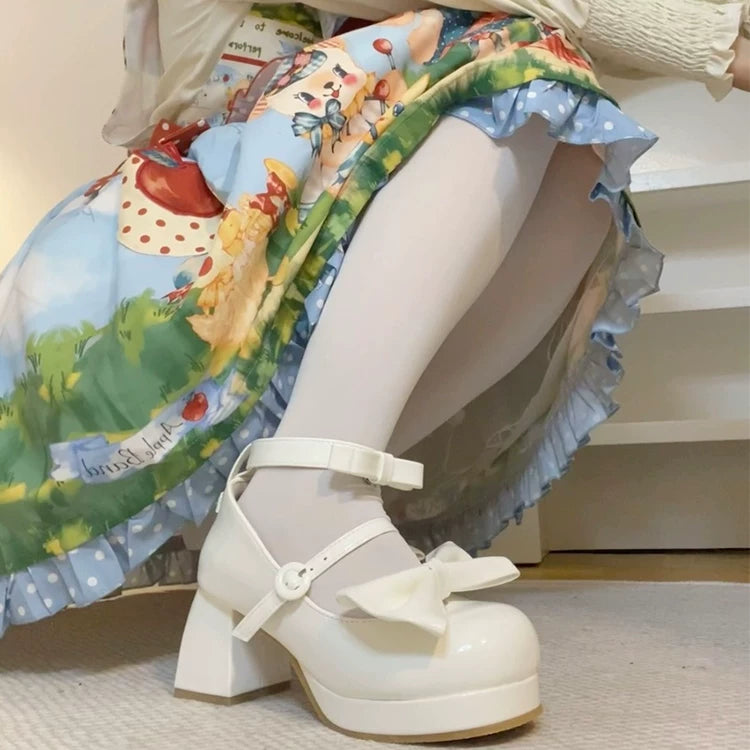 Covenant Doll - Sweet Lolita Chunky Heel Shoes, Detachable Bow