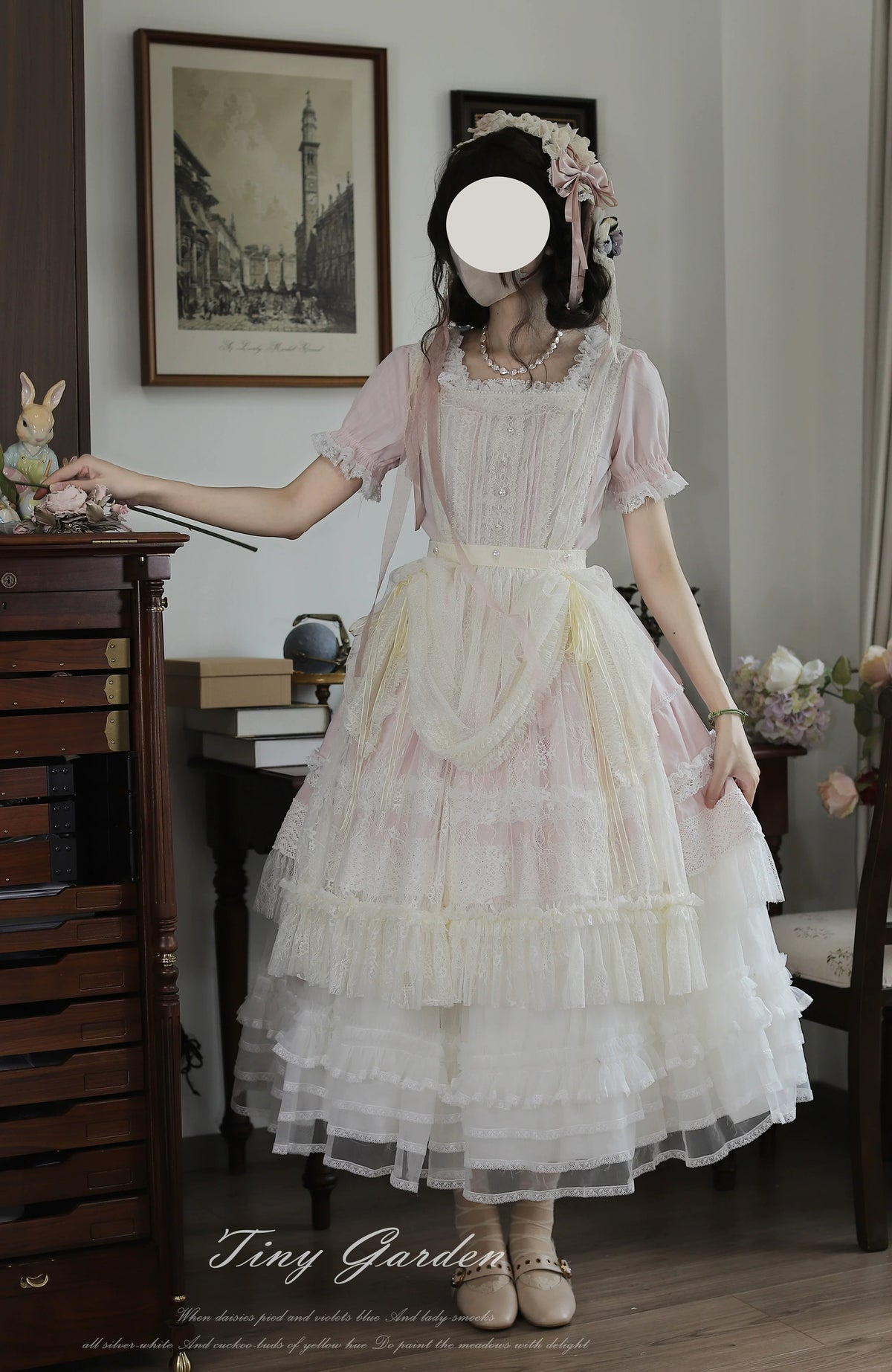 Garden Jardin - Cotton Classic Lolita OP Dress With Tiered Ruffles 45927:868674