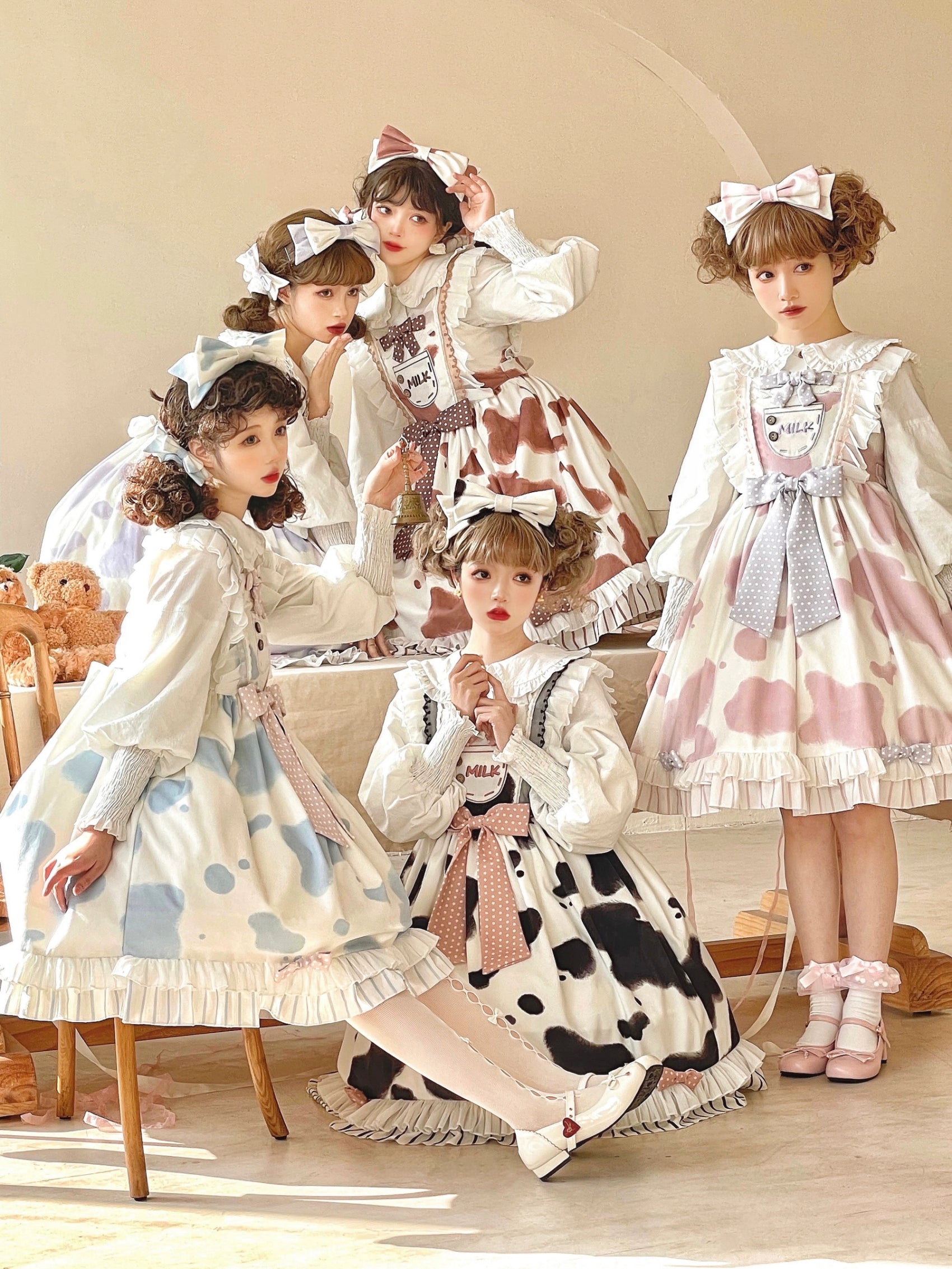 Polaris Lolita - Milky Dango - Cow Spot Kawaii Lolita JSK, Side Pockets 44304:803754