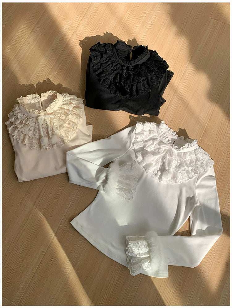 With PUJI - Frostfall - Winter Sweet Lolita Inner Wear, Layered Lace 44284:802063