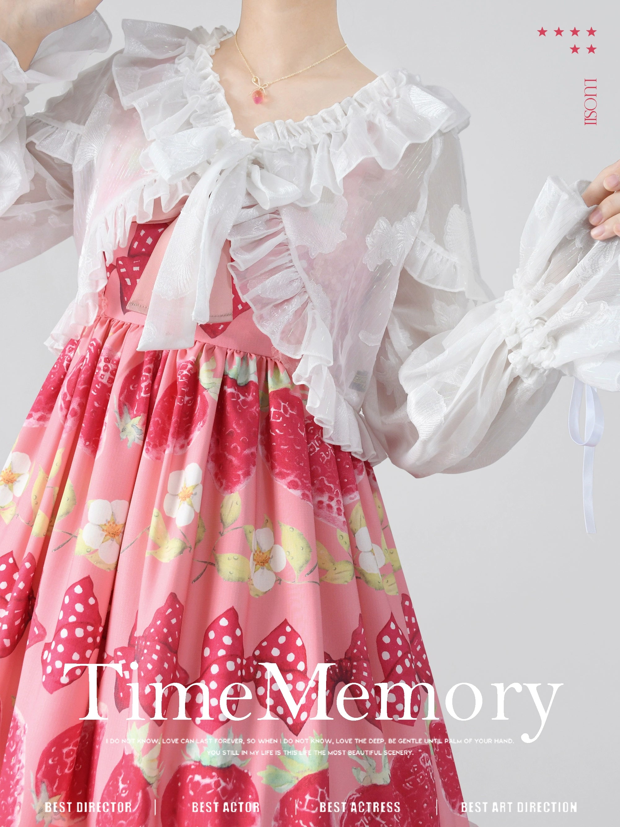 Time Memory~Xianbei~Sweet Lolita Chiffon Lantern Sleeve Cardigan with Bow 34598:463032
