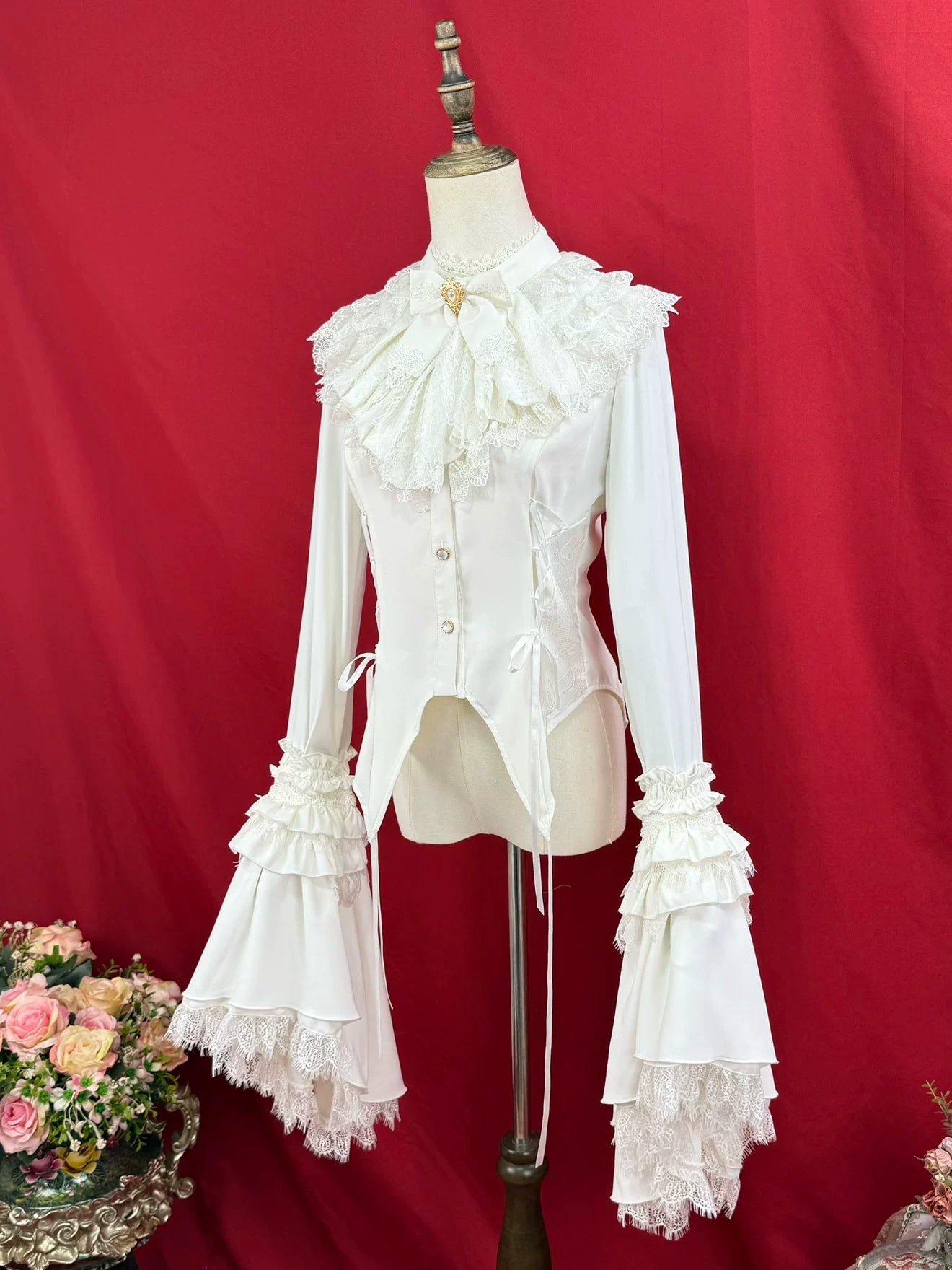 Broken Winged Bat - Gothic Lolita Shirt & SK Set, Bat-wing Shaped Hem (2XL L M S XL) 44706:824132