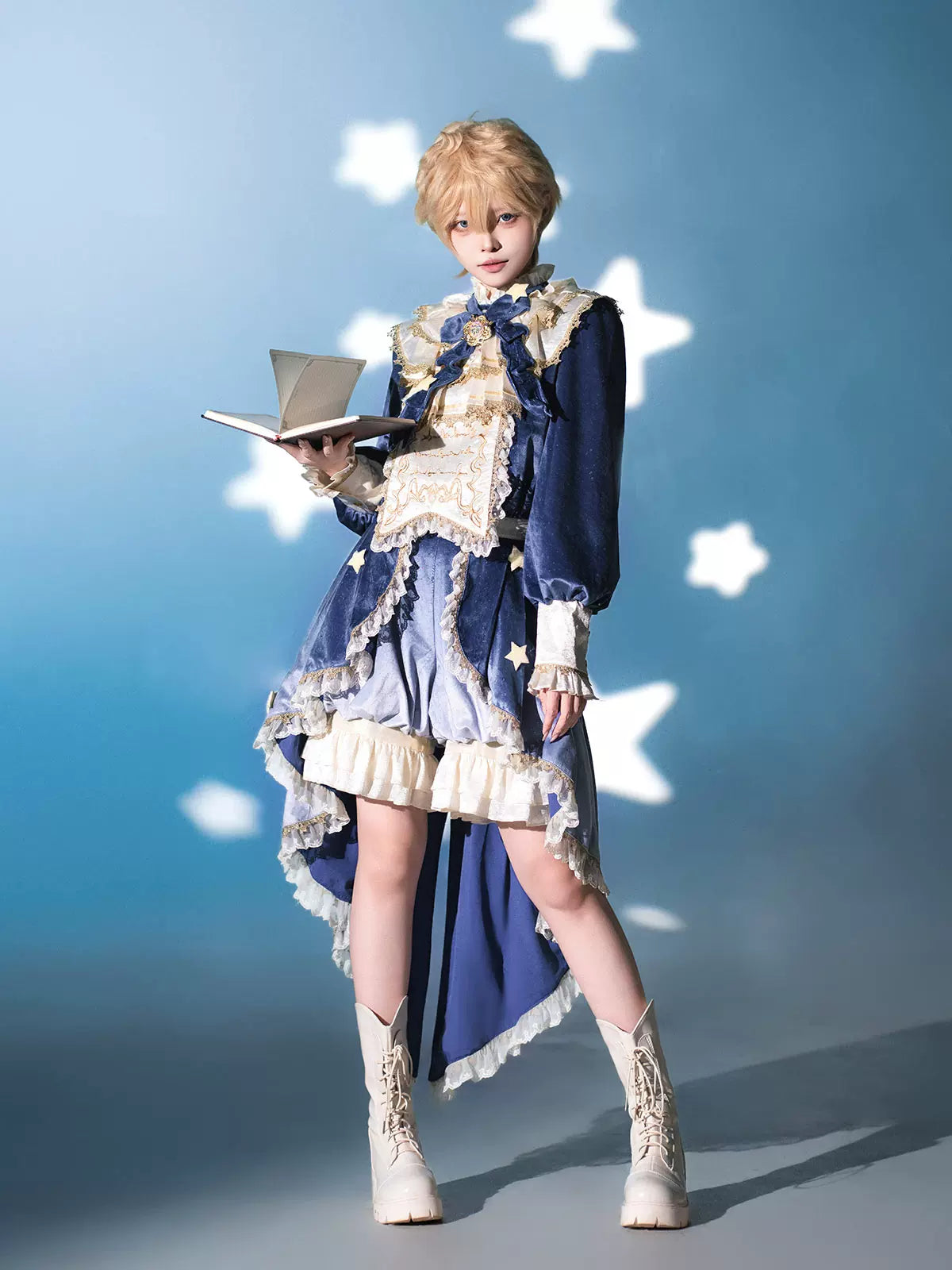 Dream Cloud - Ouji Lolita High-Low Tailcoat, Puffy Lantern Shorts 44443:809150