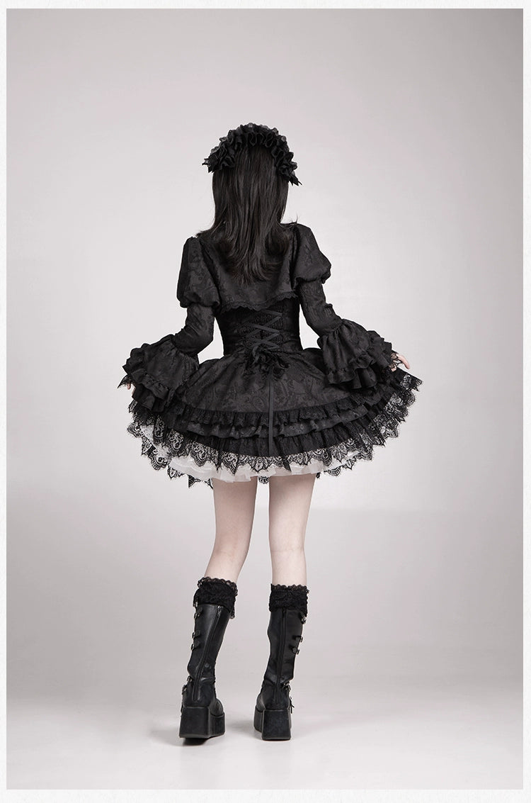 With PUJI - Letter and Poetry · Twilight - Black Gothic Lolita Skirt Set, Witch-Inspired 43525:778356