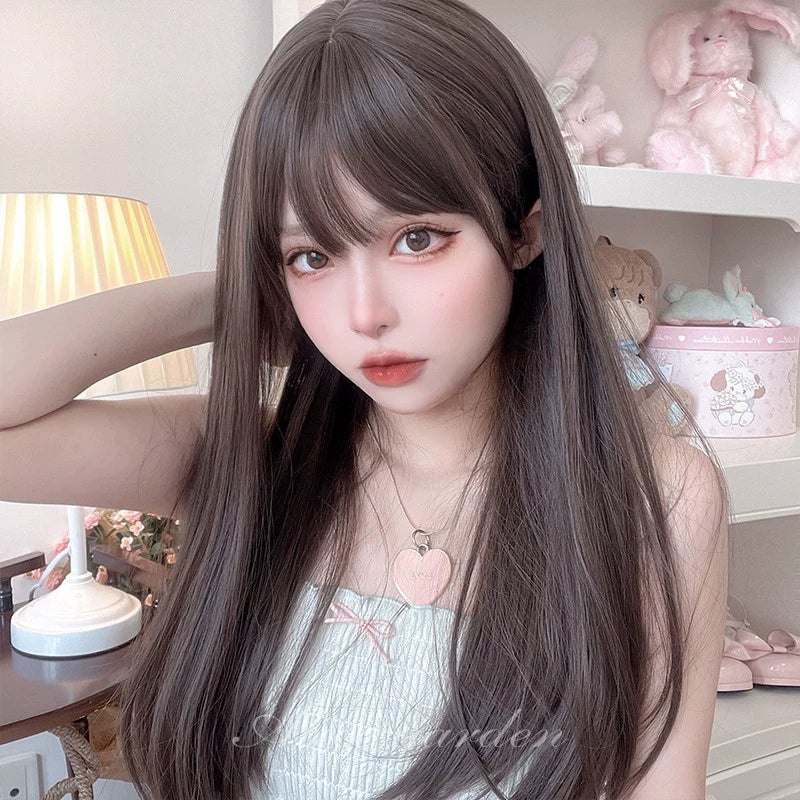 Alicegarden - Elegent Lolita Wig Long Straight Wigs Cool brown wig