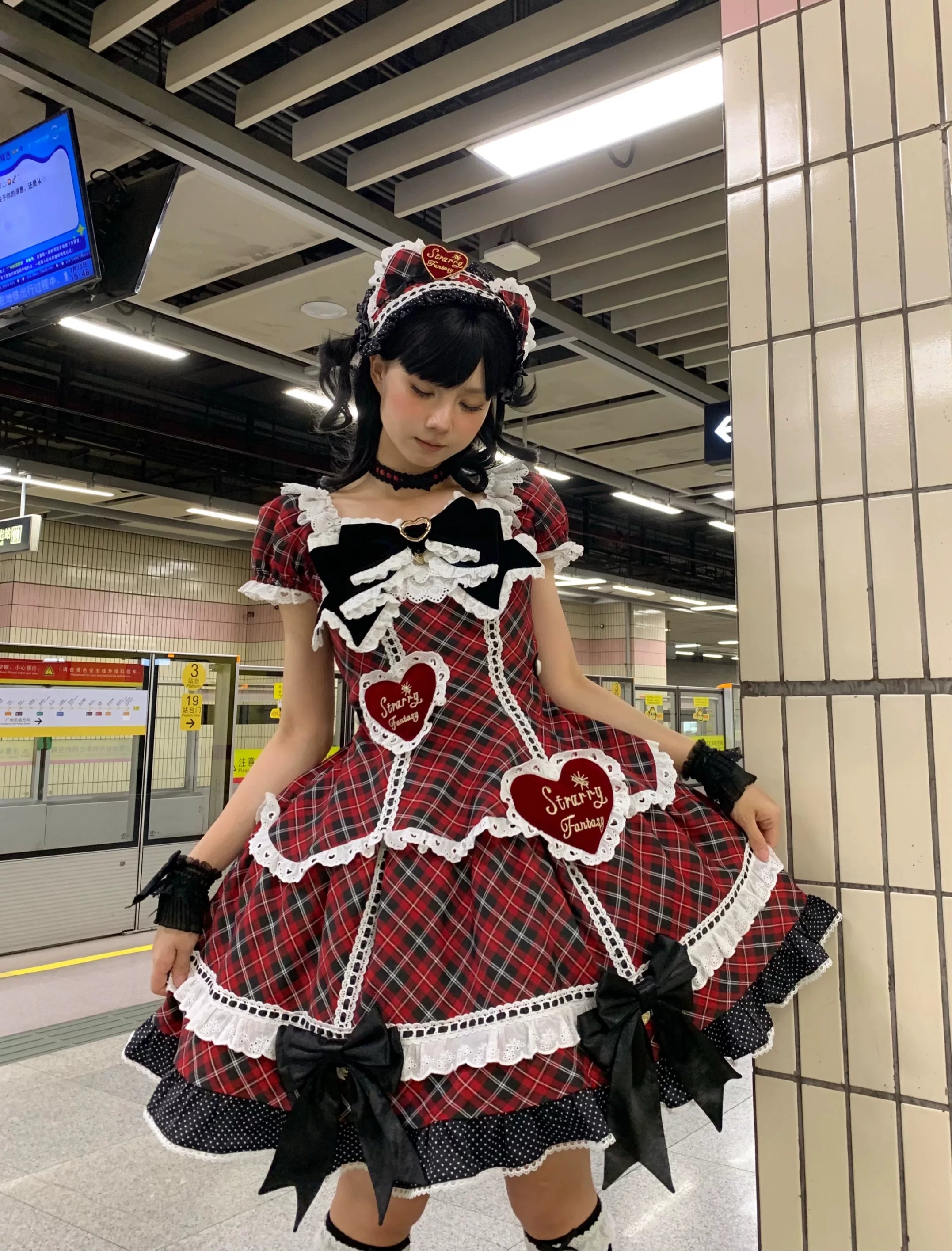 Shibuya Sweetheart - Plus Size Old School Lolita OP Dress, Side Pocket (2XL L M S XL) 44528:812907