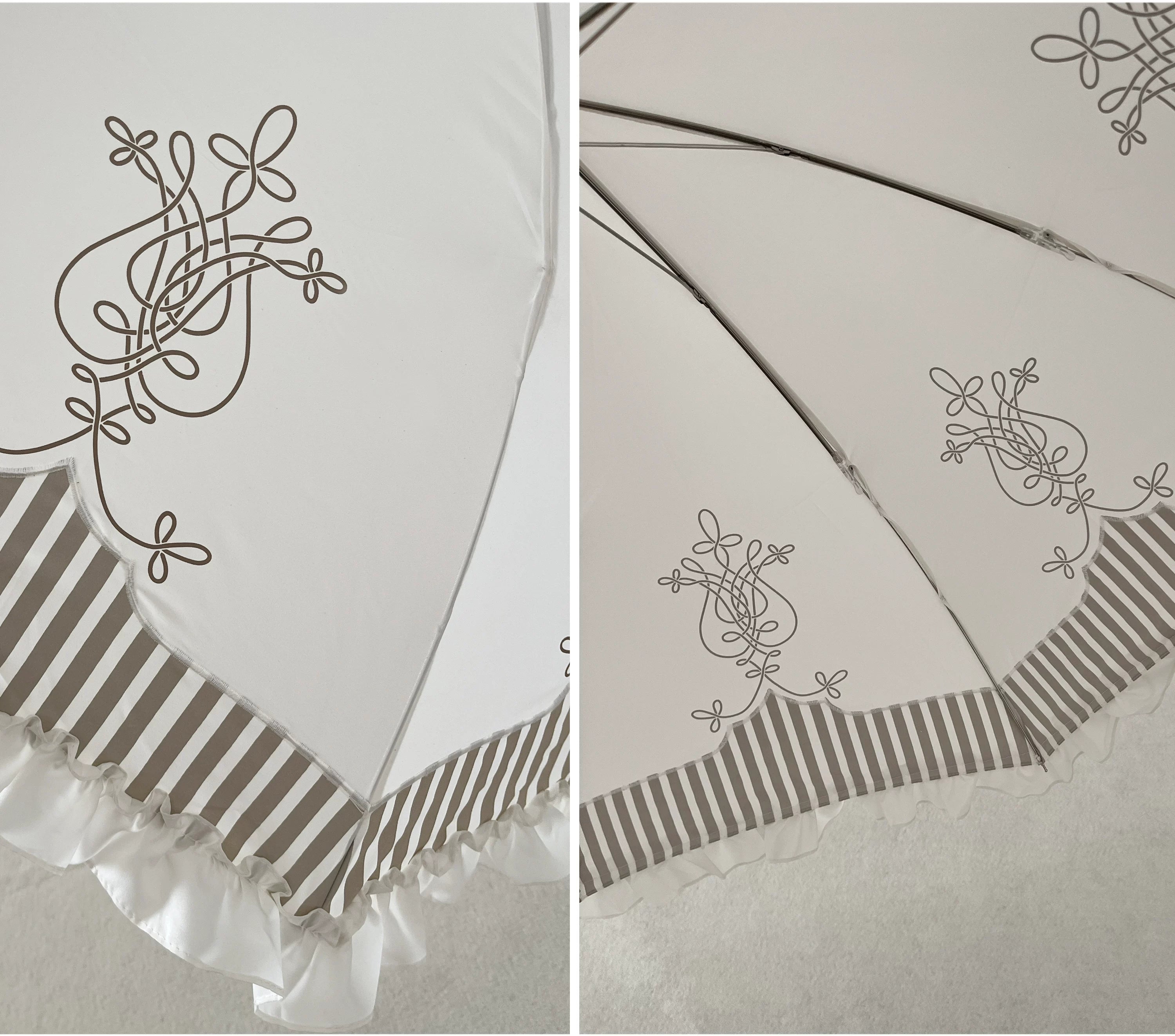 Lyre Academy - Classic Lolita 2-Fold Parasol, Lyre Print & Embroidered Trim 45679:858446