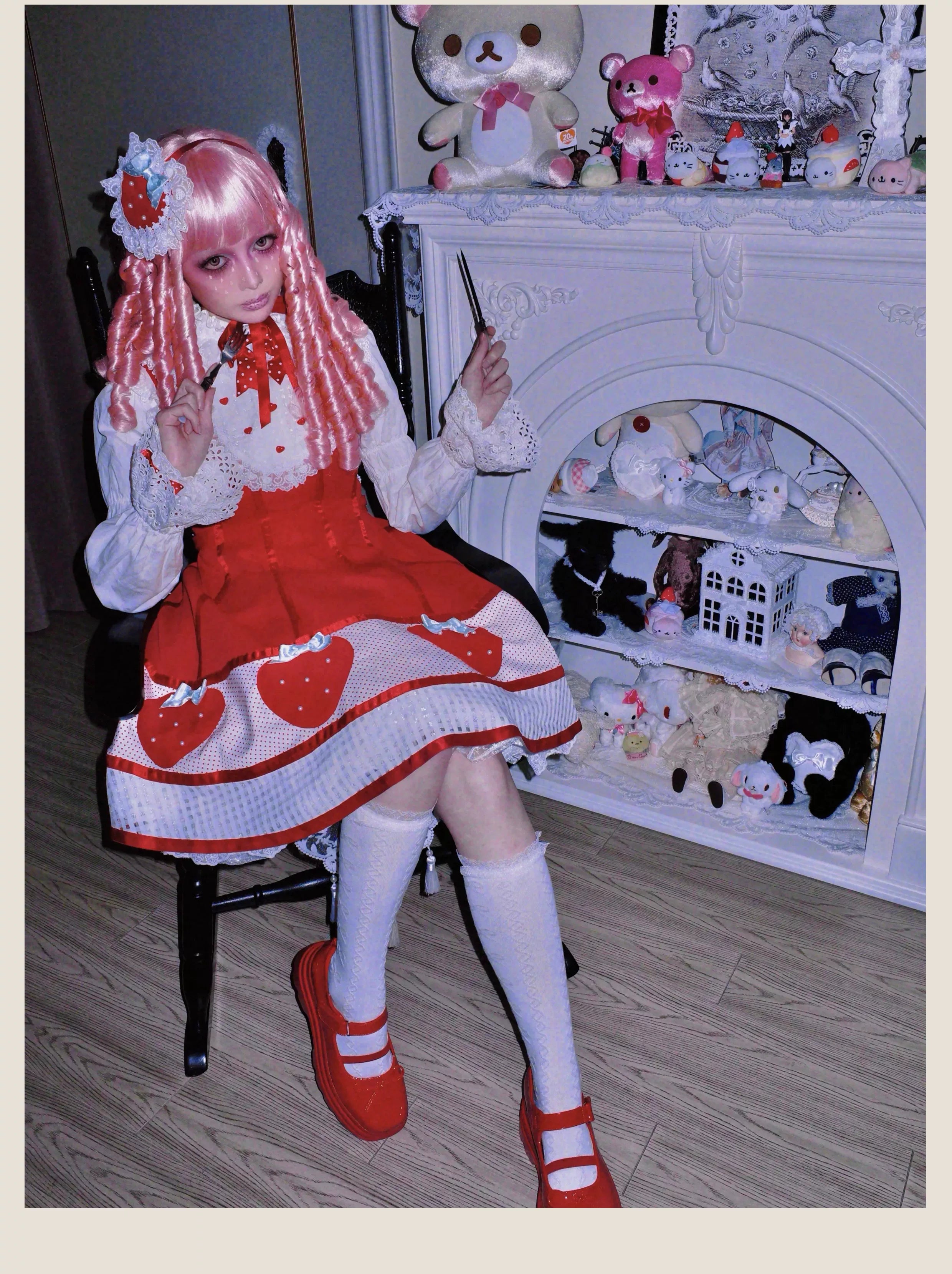 The Weird Strawberry Lady - Old School Lolita JSK, Hand-Studded Strawberry