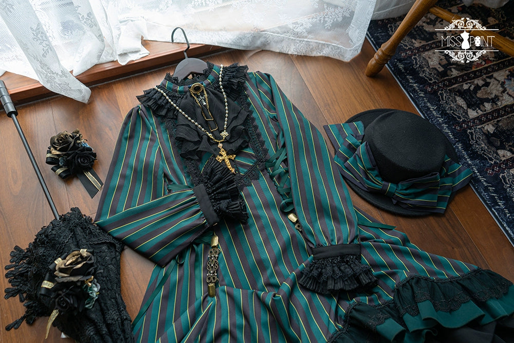Miss Point - Perintz Manor - Gothic Lolita OP Long Sleeve Retro Lolita Dress 39904:642748