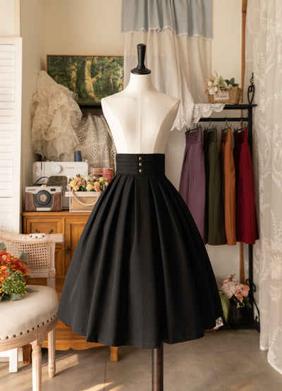 Forest Wardrobe~Forest Basket~Elegant Lolita SK Gingham Pleated Skirt S Black 