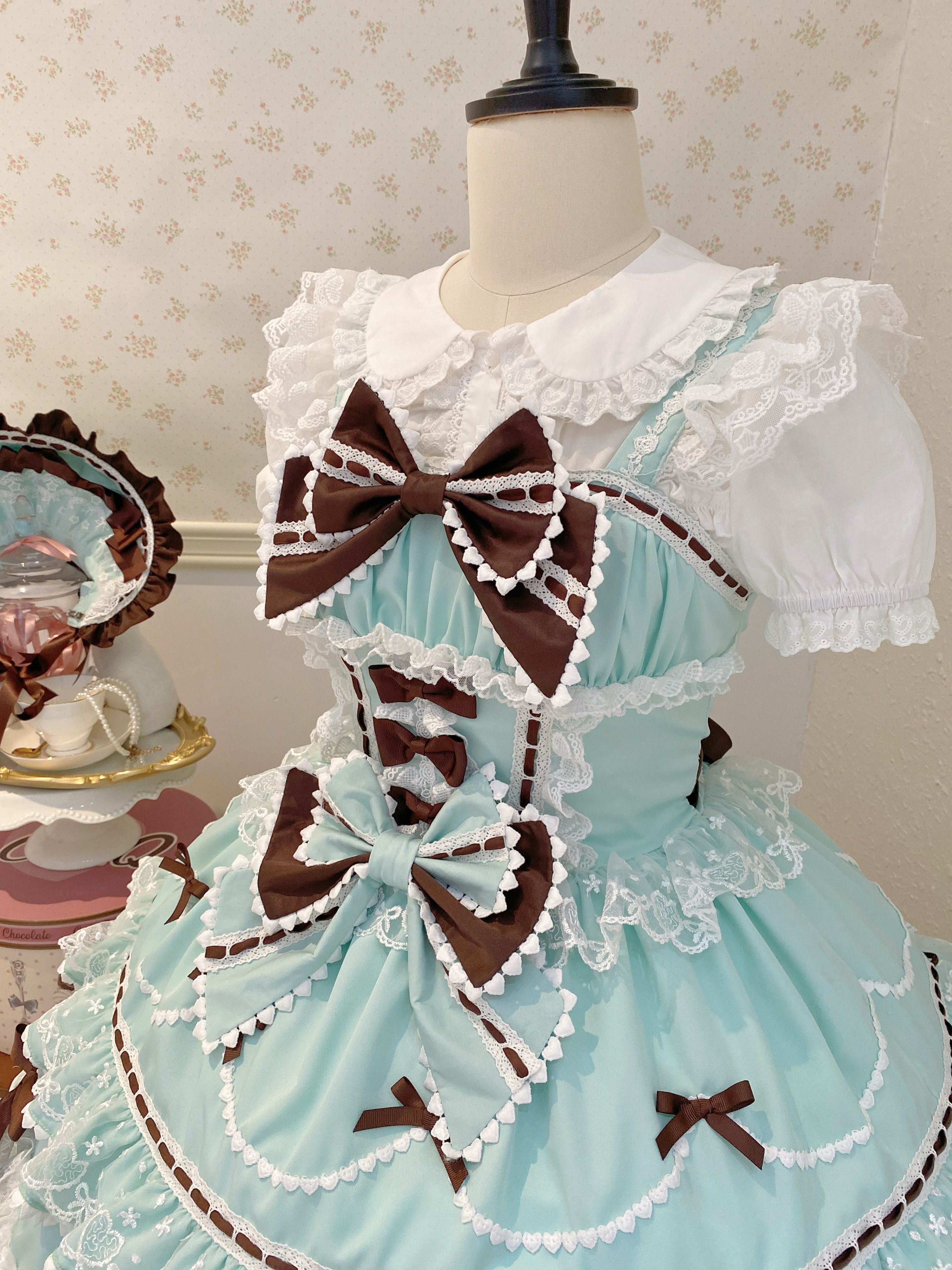 Fondant Cake - Summer Sweet Lolita JSK Dress, Tiered Ruffles and Bows