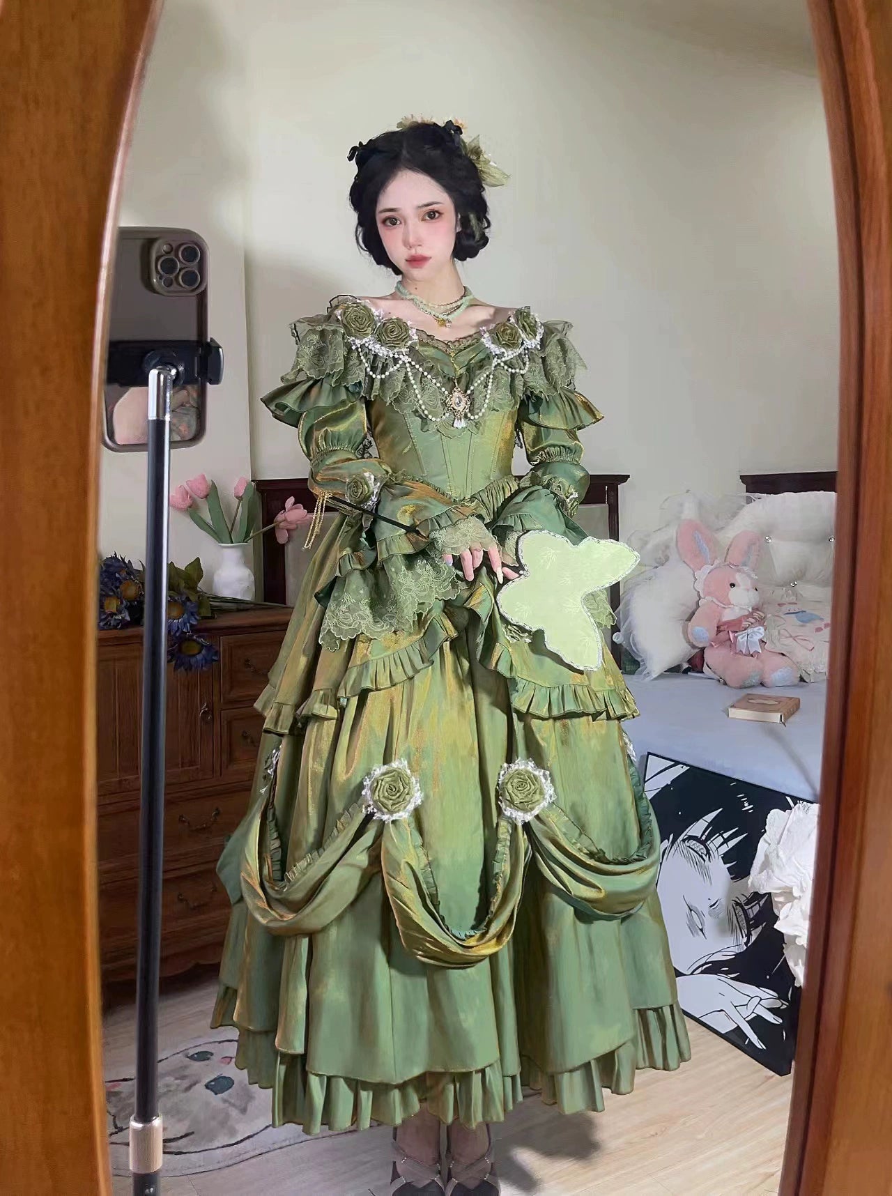 Meowing and fruity - Tana Manor - Classic Lolita OP Dress, Floral Decoration