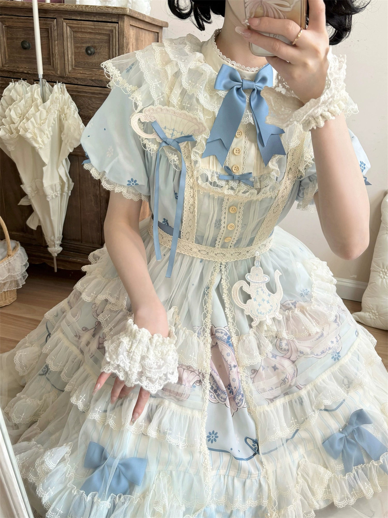 Uncle's Workshop - Veronica Spring Tea - Plate Printed Sweet Lolita Dress
