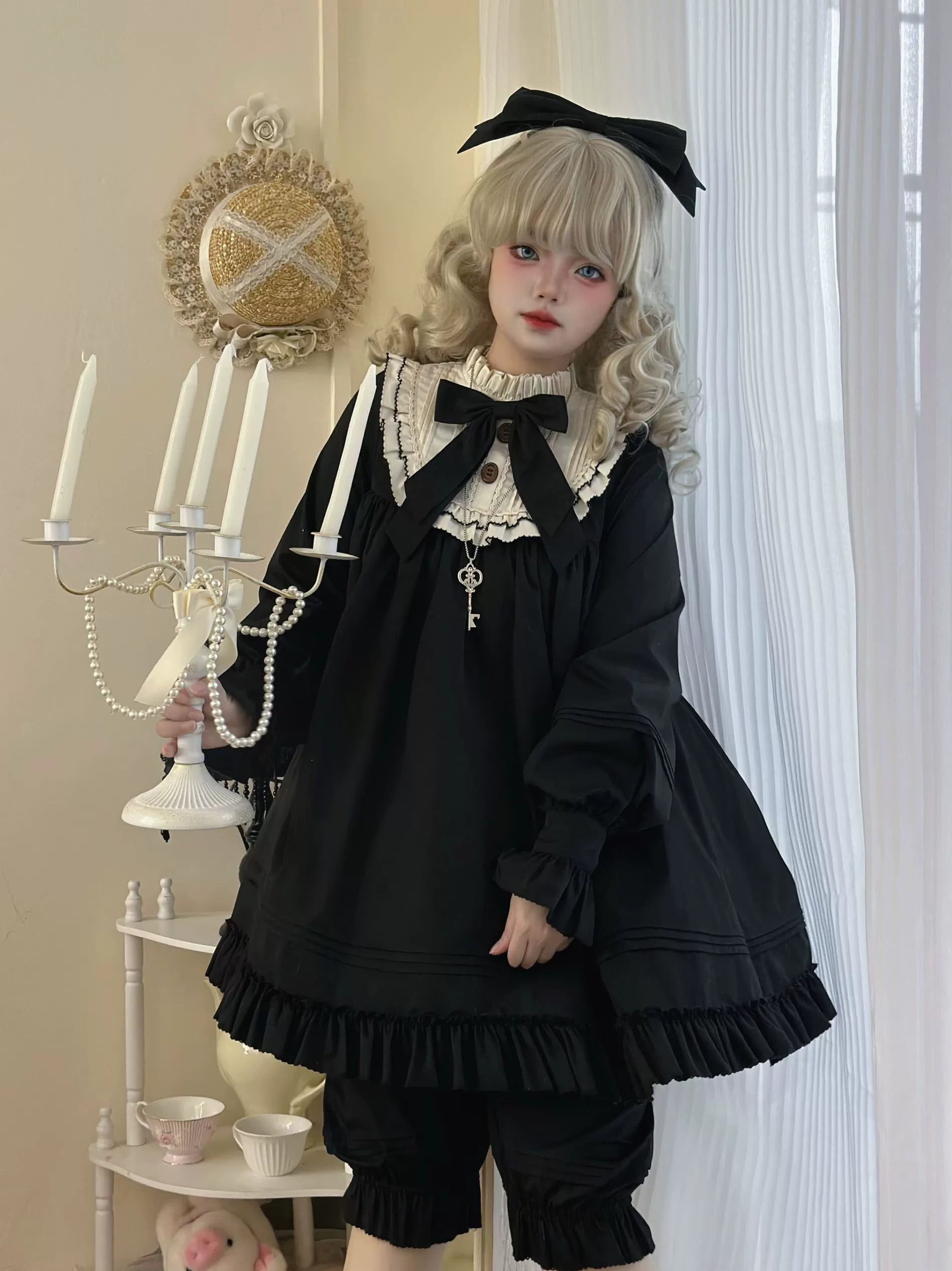 Uncle's Workshop - Lullaby - Cotton Lolita OP Dress Kawaii Lolita Bloomers 34608:463492