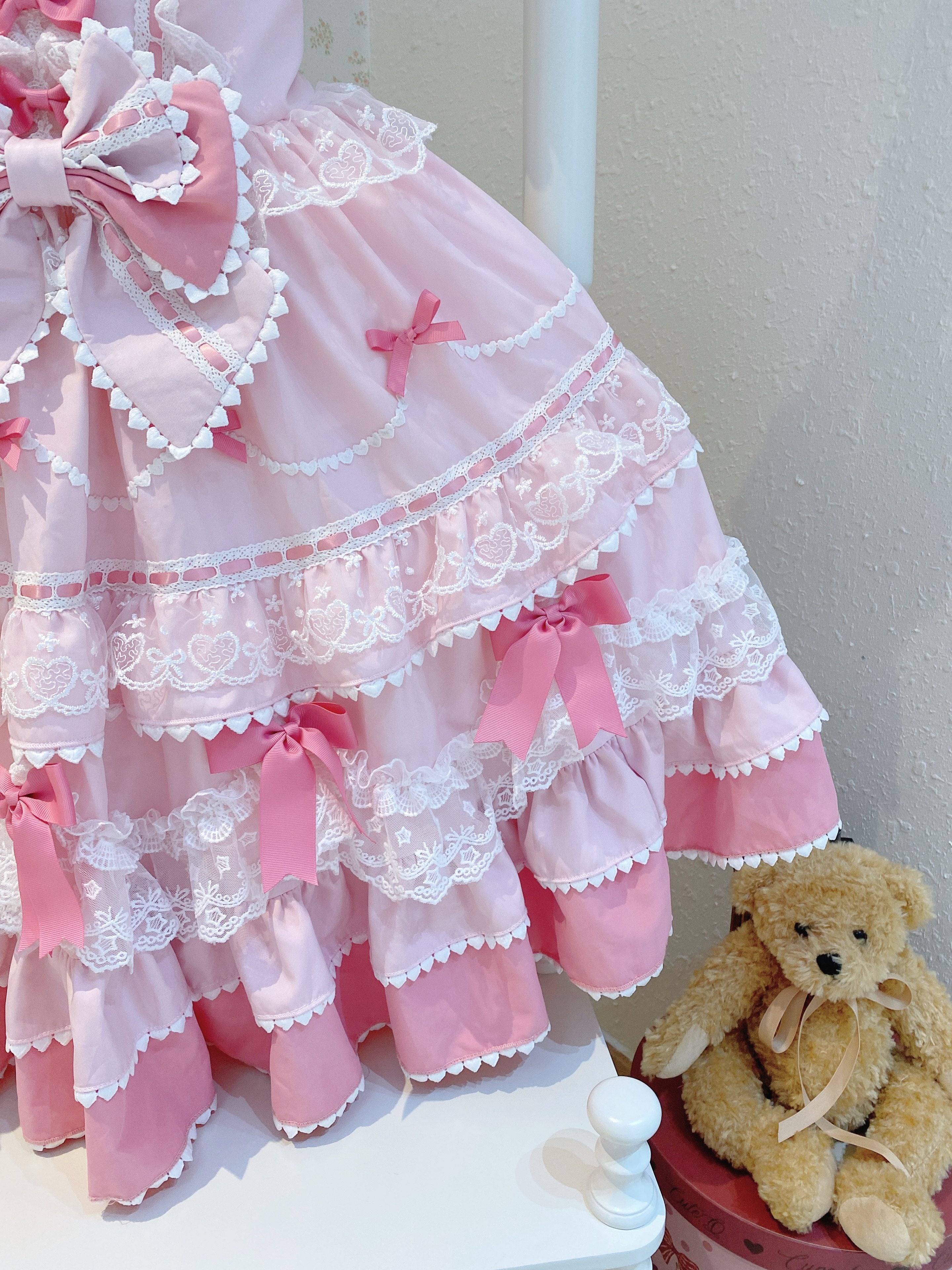 Fondant Cake - Summer Sweet Lolita JSK Dress, Tiered Ruffles and Bows