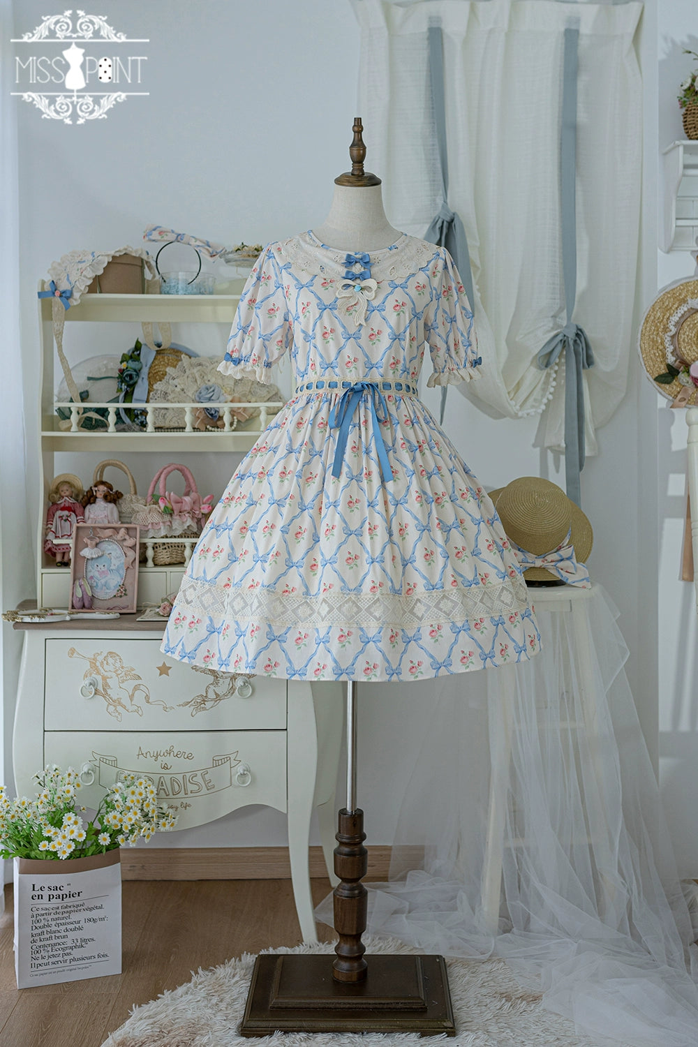 Miss Point~Customized Elegant Lolita OP Dress Cute Daily Girl Short Lolita Dress