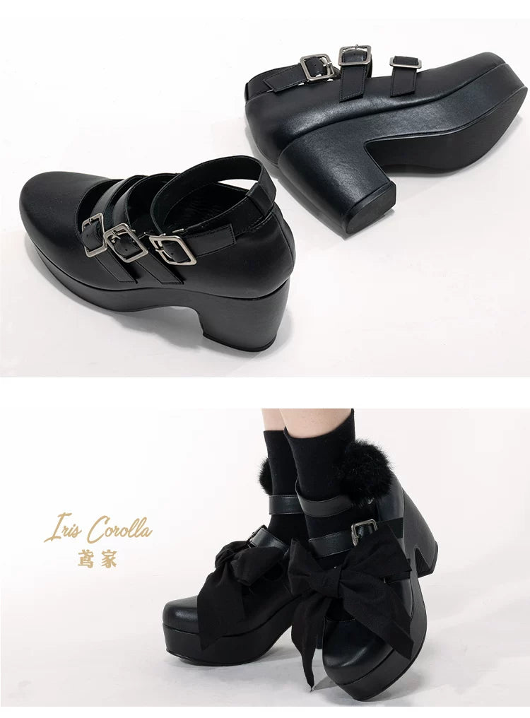 Custom-B - Gothic Lolita Heel Shoes, Triple Buckle Straps 44691:818813