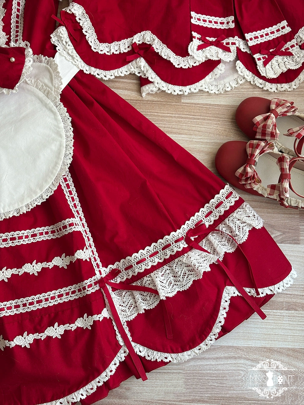 Vintage Petal Rabbit - Cotton Old School Lolita JSK Dress With Petal-Shaped Hem 43136:769641