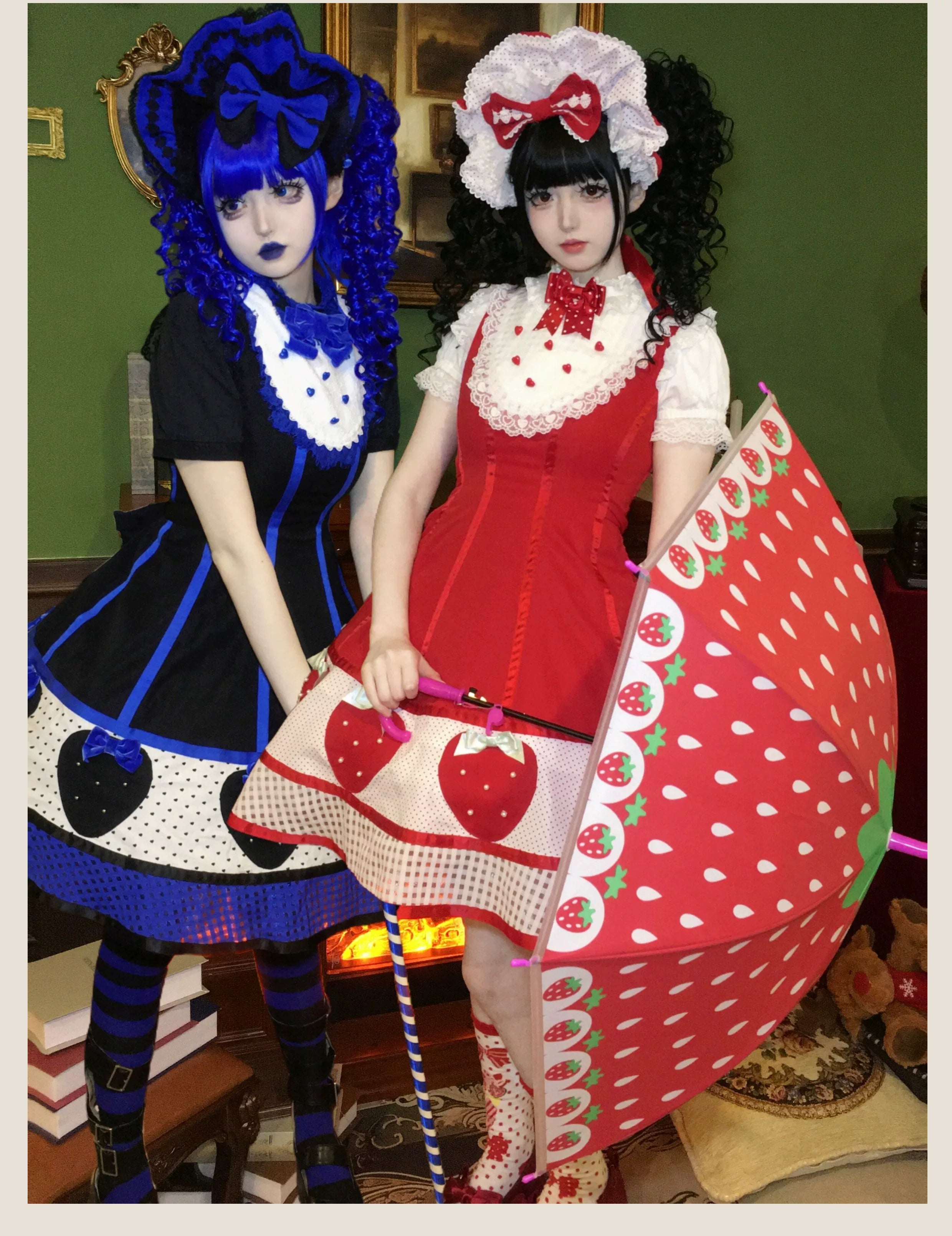 The Weird Strawberry Lady - Old School Lolita JSK, Hand-Studded Strawberry