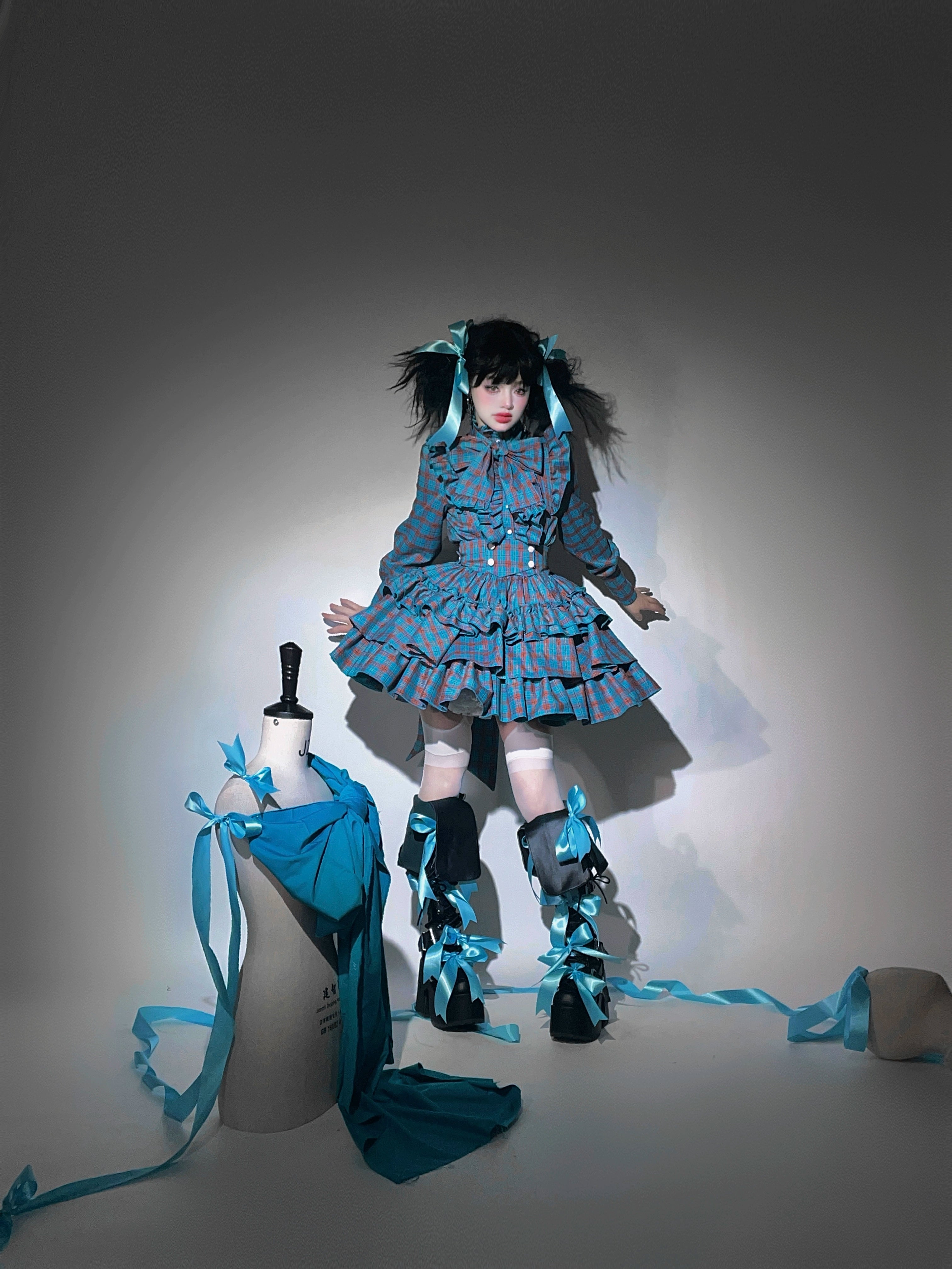 Humanoid Gift Box - Plaid Gothic Lolita Blouse & SK 44028:792594