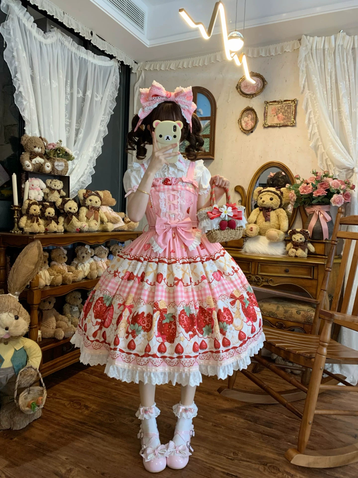Plaid Strawberry Jam - Sweet Lolita Strawberry Printed JSK Dress 45545:852993