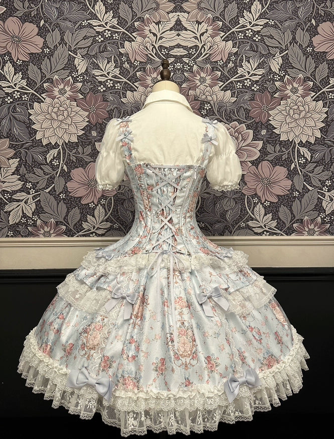 Mengfuzi - FLower in the Mirror - Old-School Lolita Bodice & SK Set, Short-Sleeved OP 44280:802270