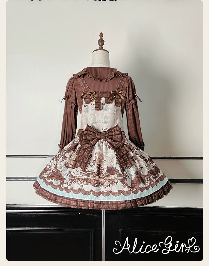 Alice Girl - Bear Chocolate Bar - Kawaii Lolita JSK & Salopette Dress 43851:787062