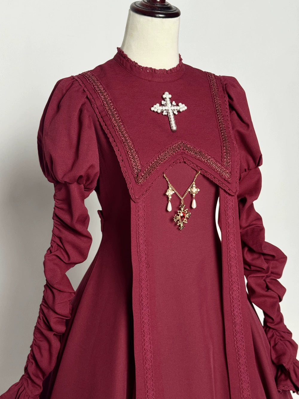 LeMiroir - Moonlit Prayer - Mutton Sleeve Nun Lolita OP Dress, Gathered Sleeve 43660:782586