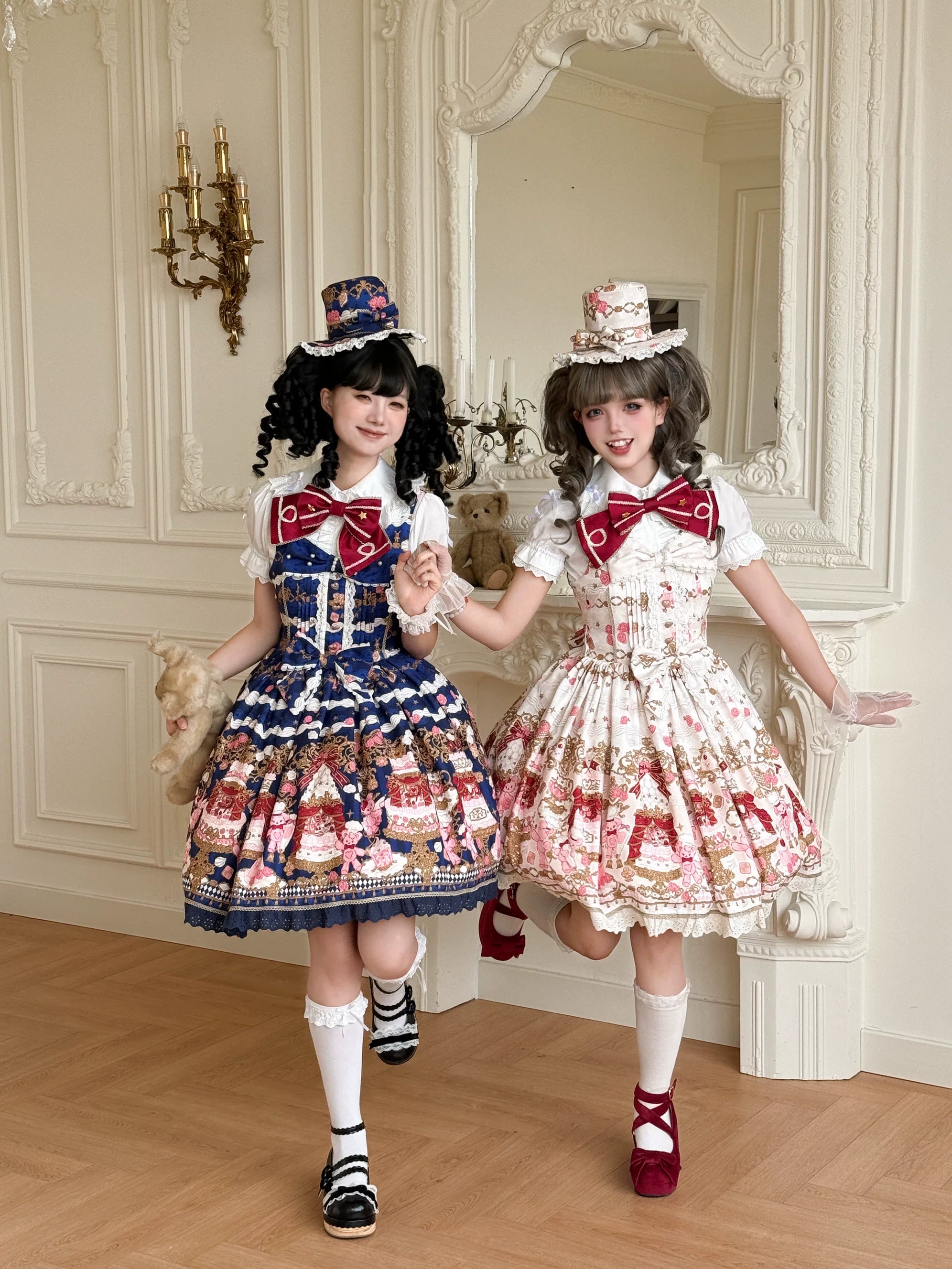 Sugar Festivaly - Kawaii Lolita JSK Dress, Cake & Bear Print 44540:811809