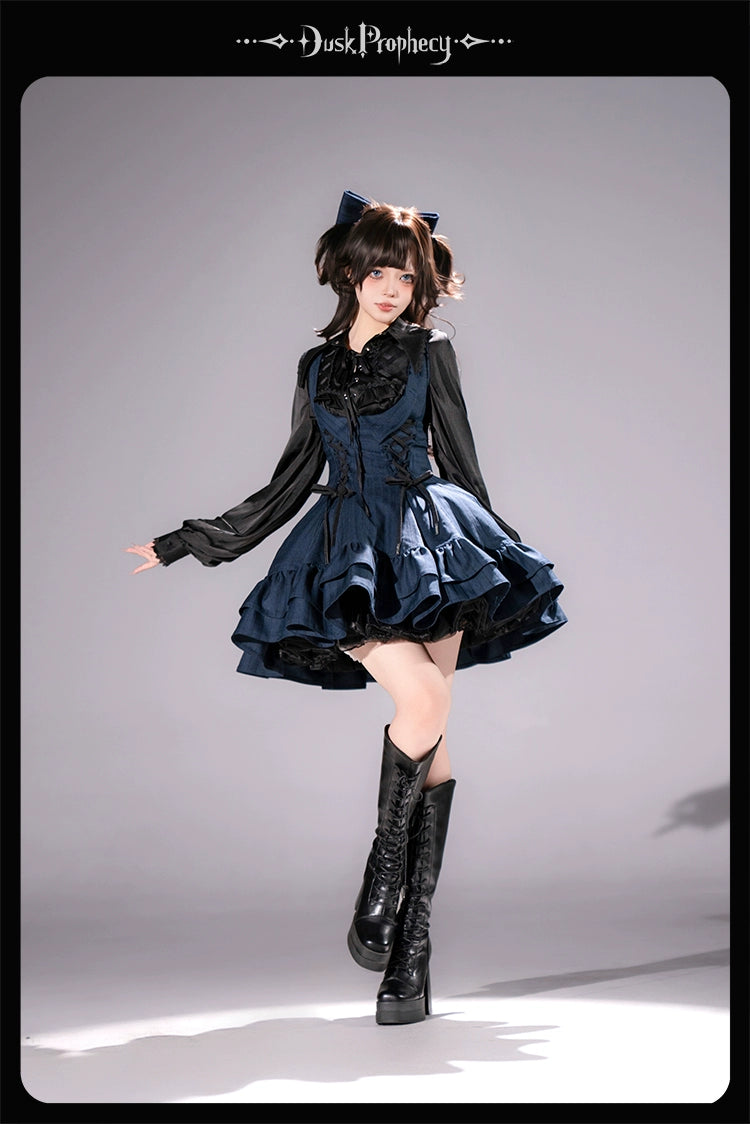 DuskProphecy - Heron - Classic Lolita Striped JSK Dress, Halter Neckline 44313:802899