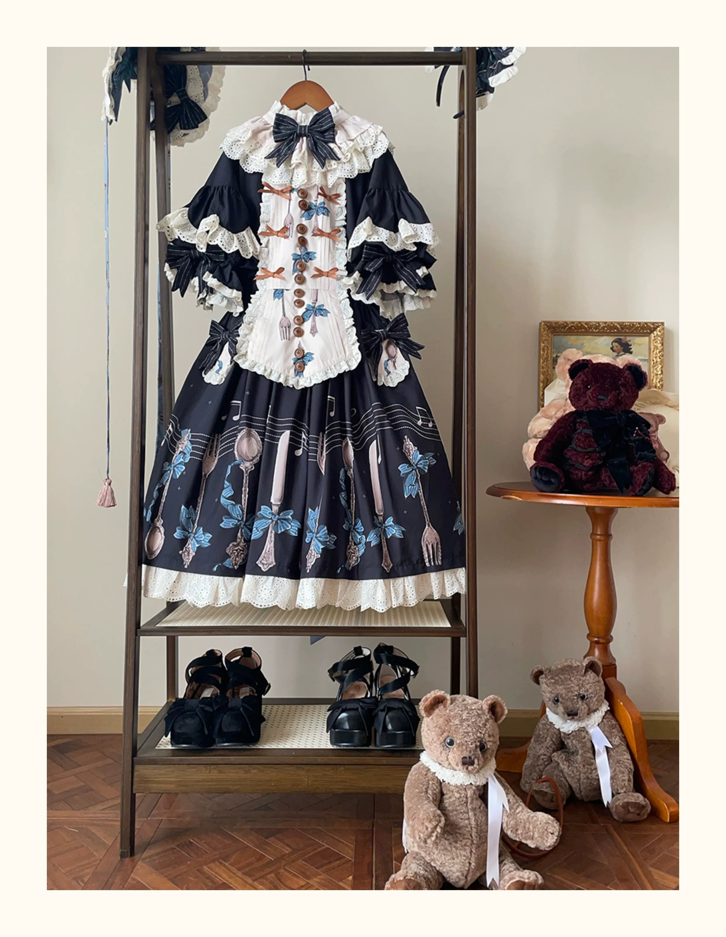Witch's Banquet - Printed Doll-like Sweet Lolita OP, Apron-like Front (L M S XL) 44634:816893
